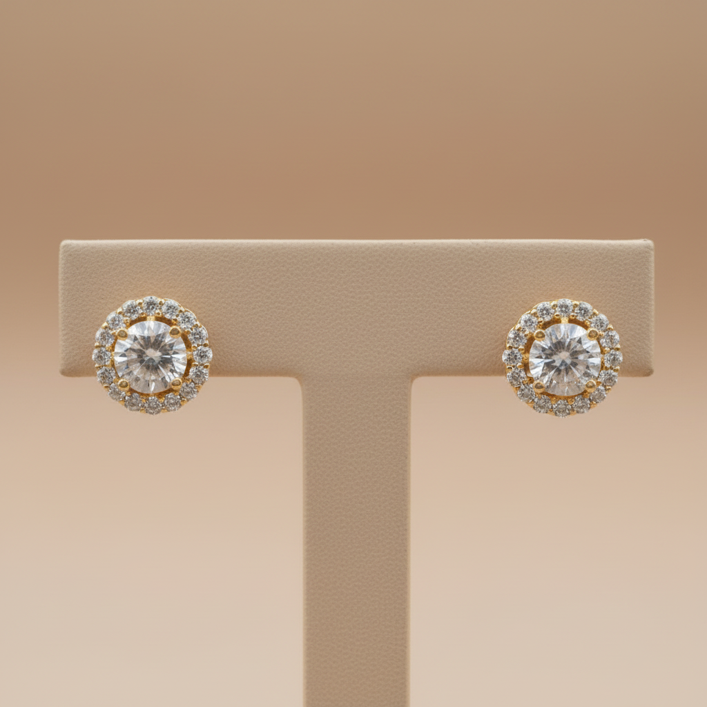 Golden Harshita American Diamond Studs