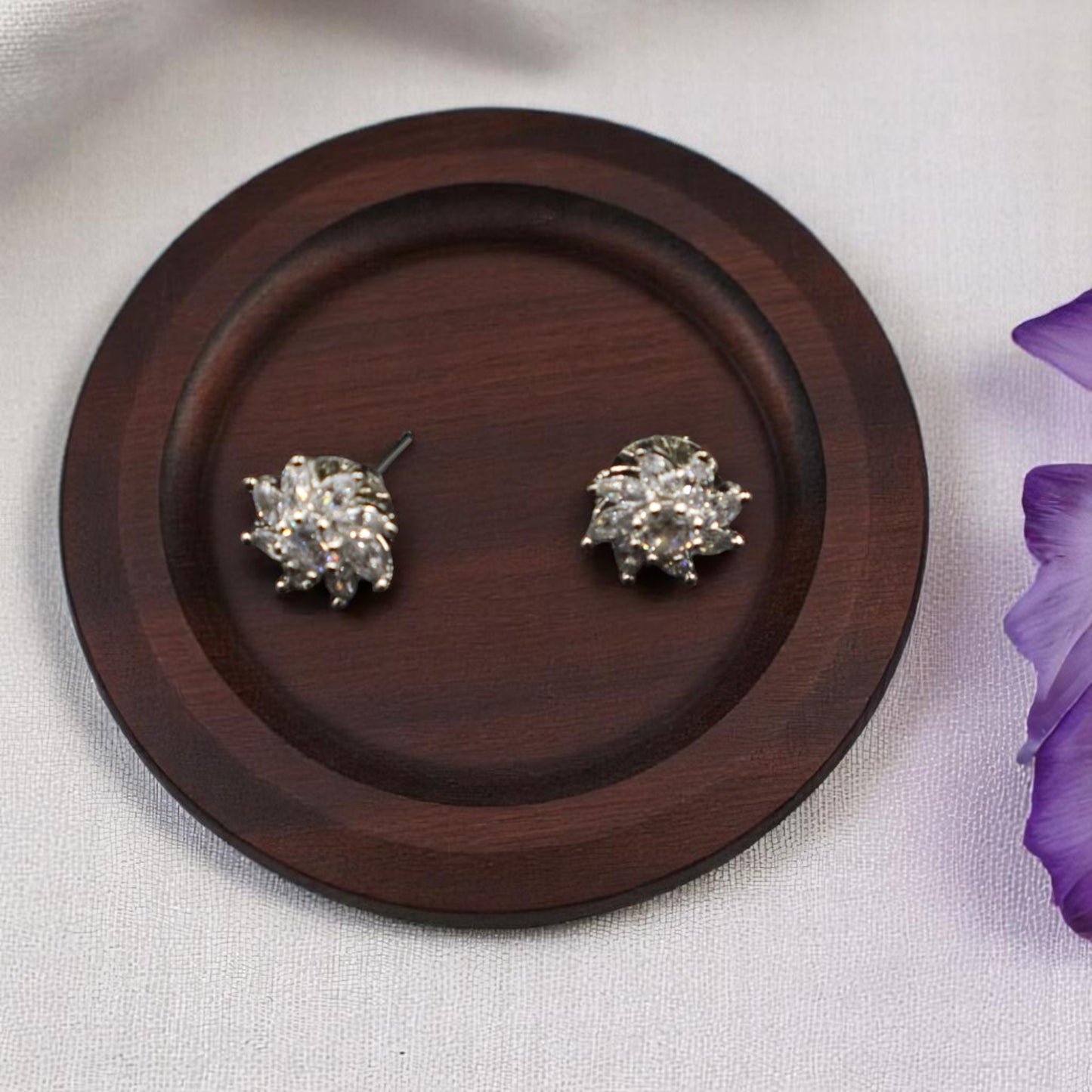 Silvery Isha American Diamond Studs