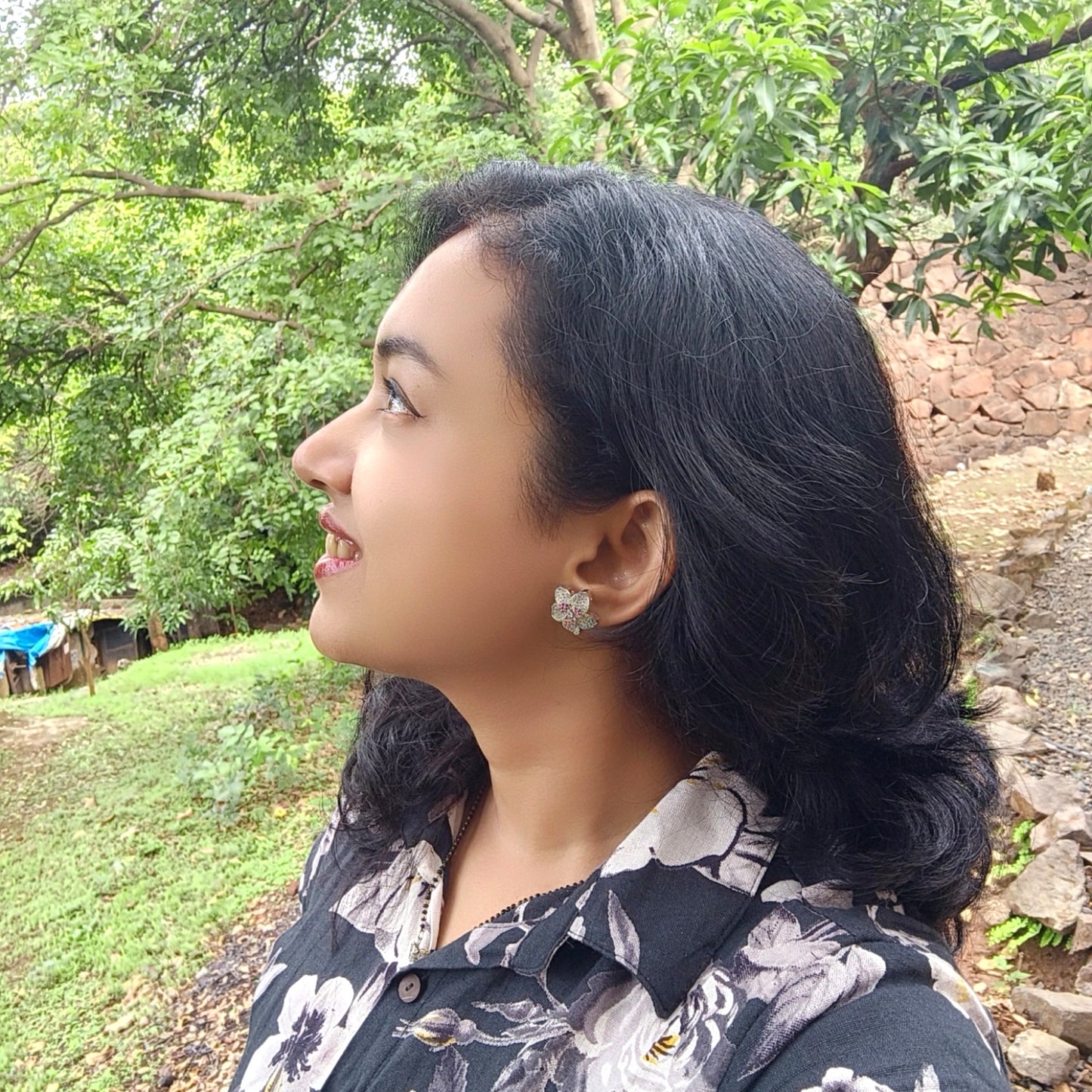 Magenta Phulwanti American Diamond Studs