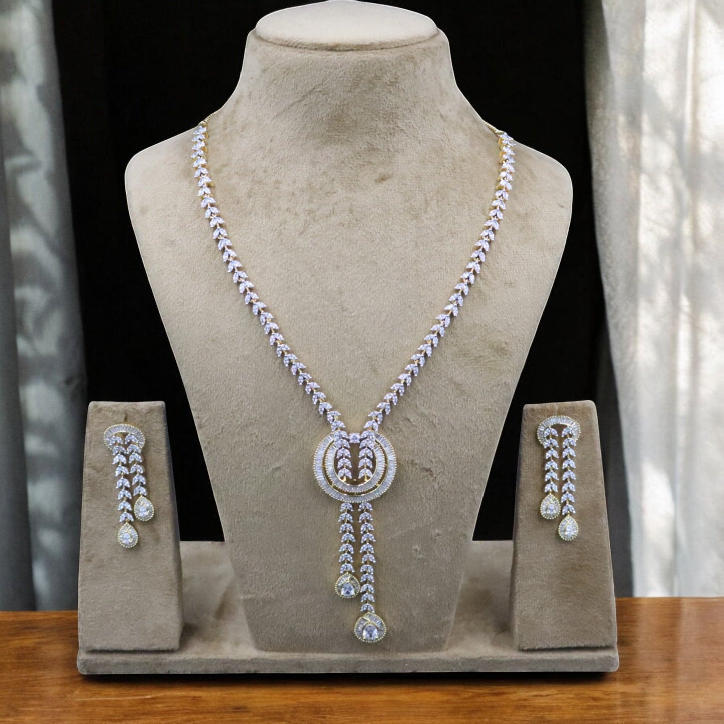 Golden Deeptha American Diamond Necklace set