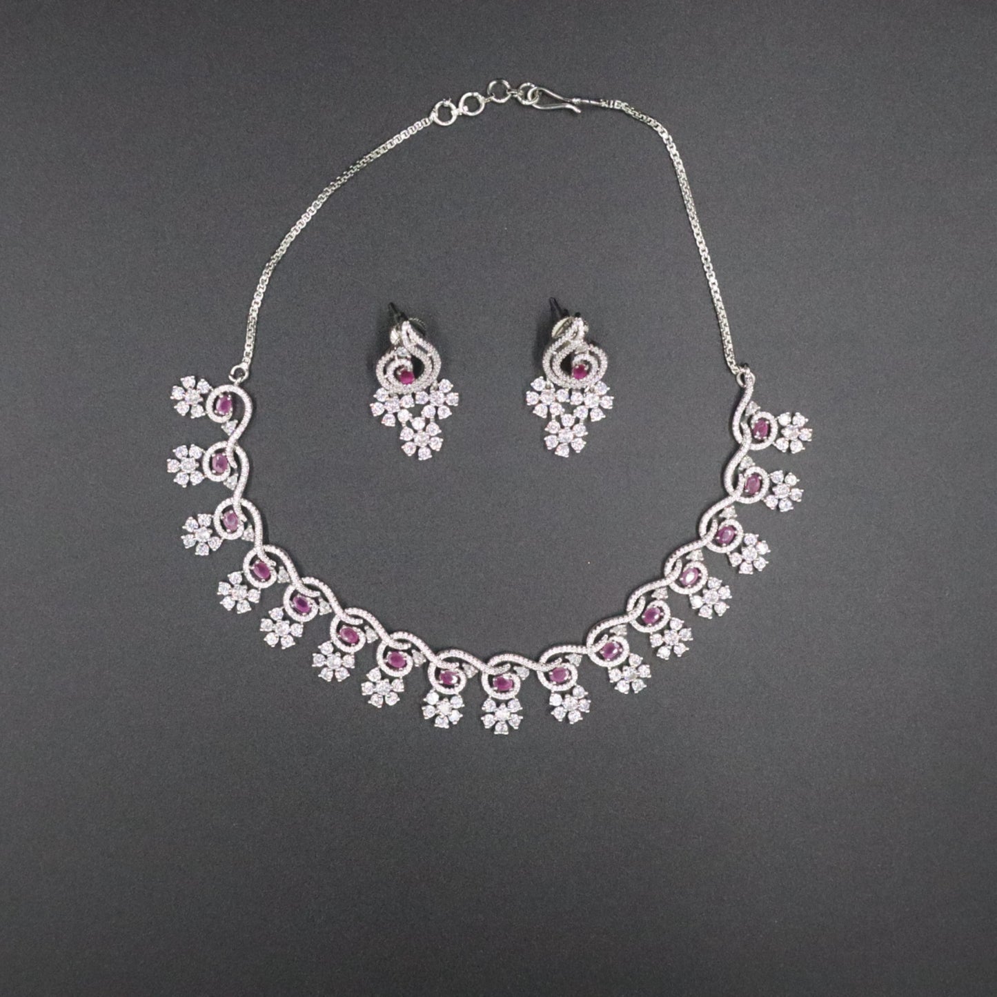 Magenta Swarini American Diamond Necklace set