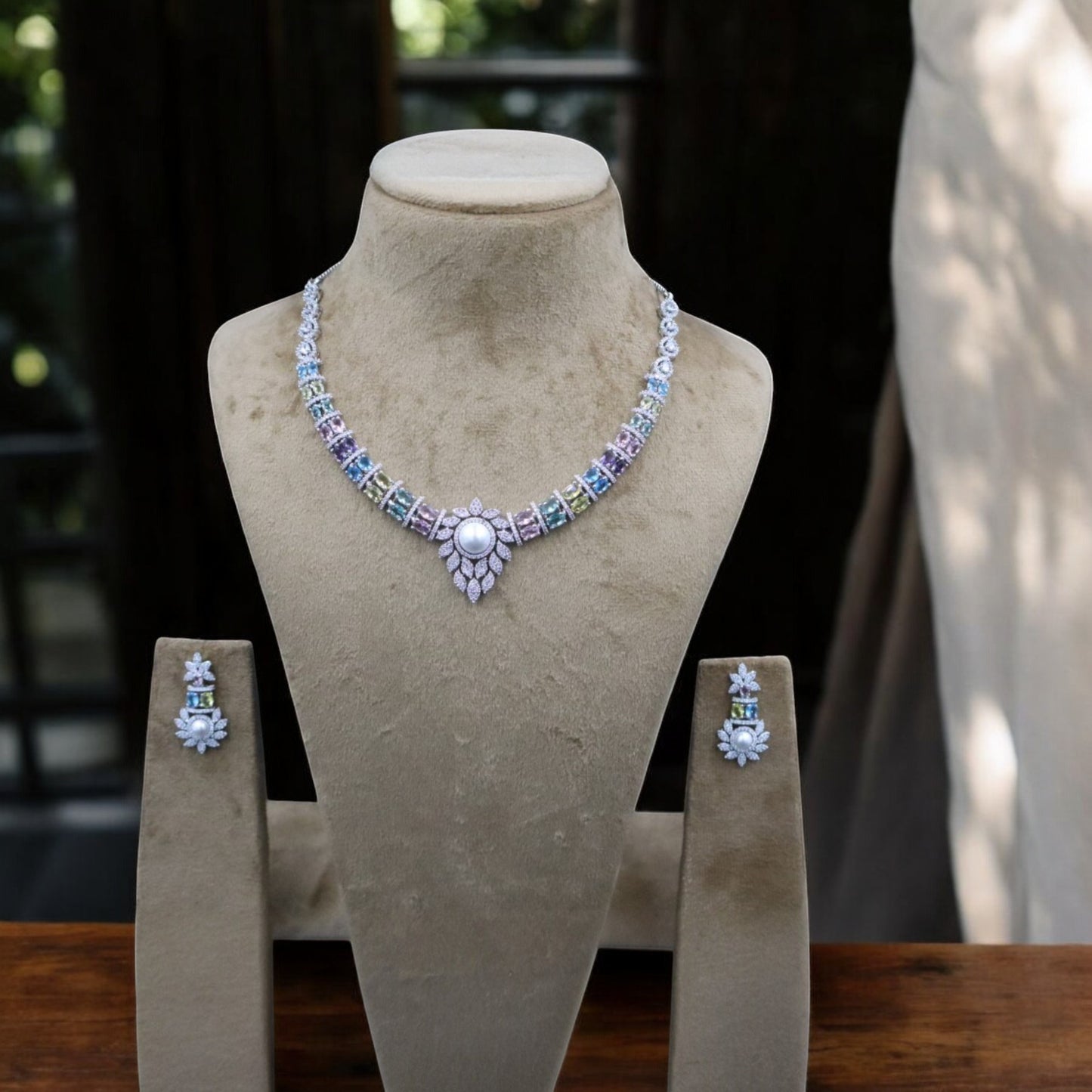 Multicolor Surasa American Diamond Necklace set