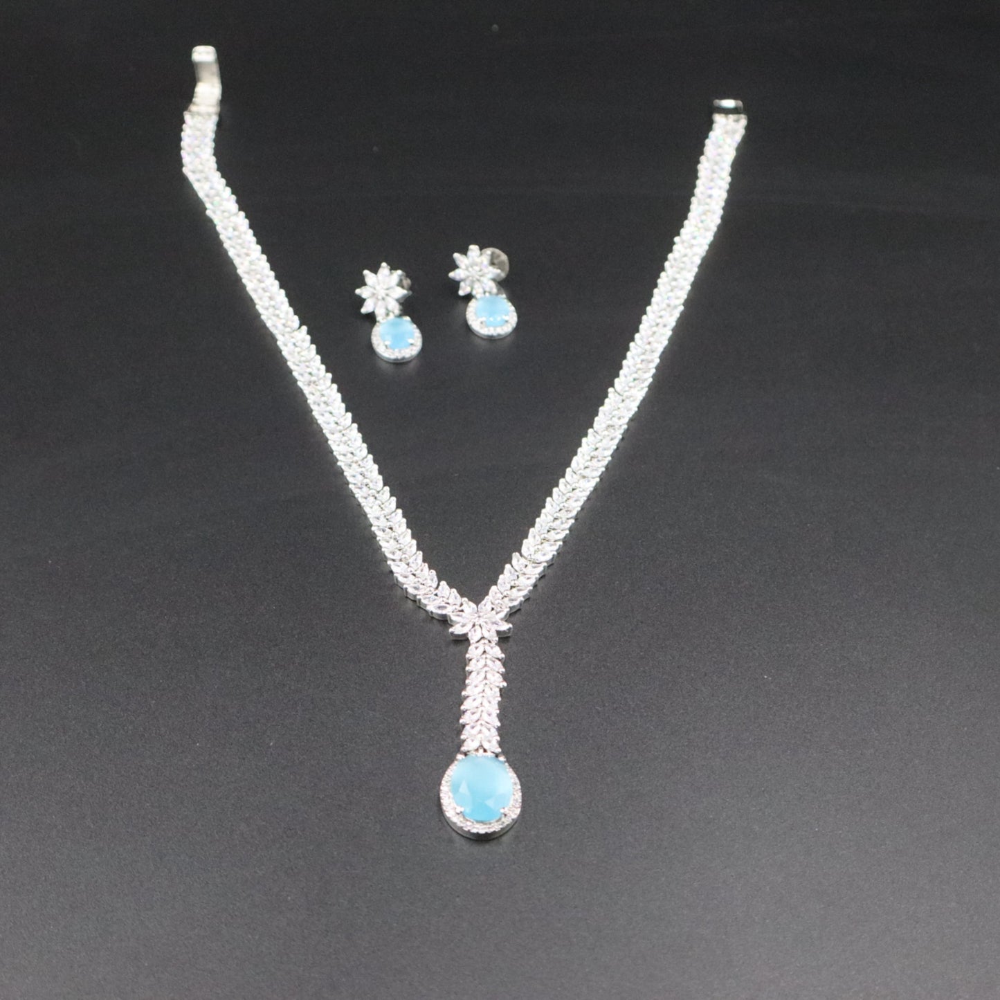 Blue Chandrika American Diamond Necklace set
