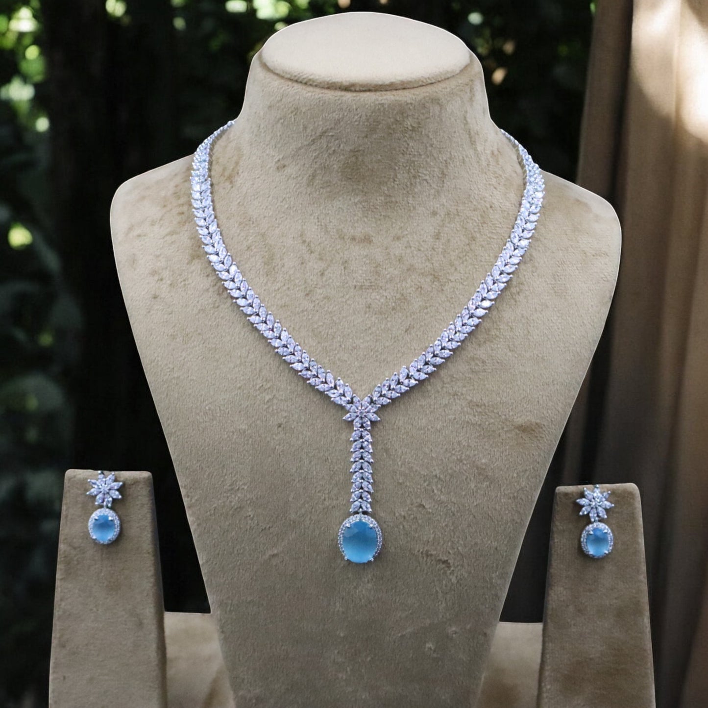 Blue Chandrika American Diamond Necklace set