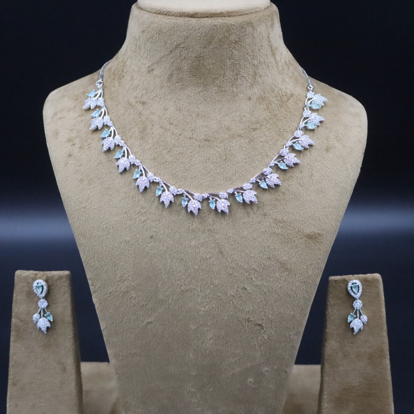 Turquoise Nakshatra American Diamond Necklace set