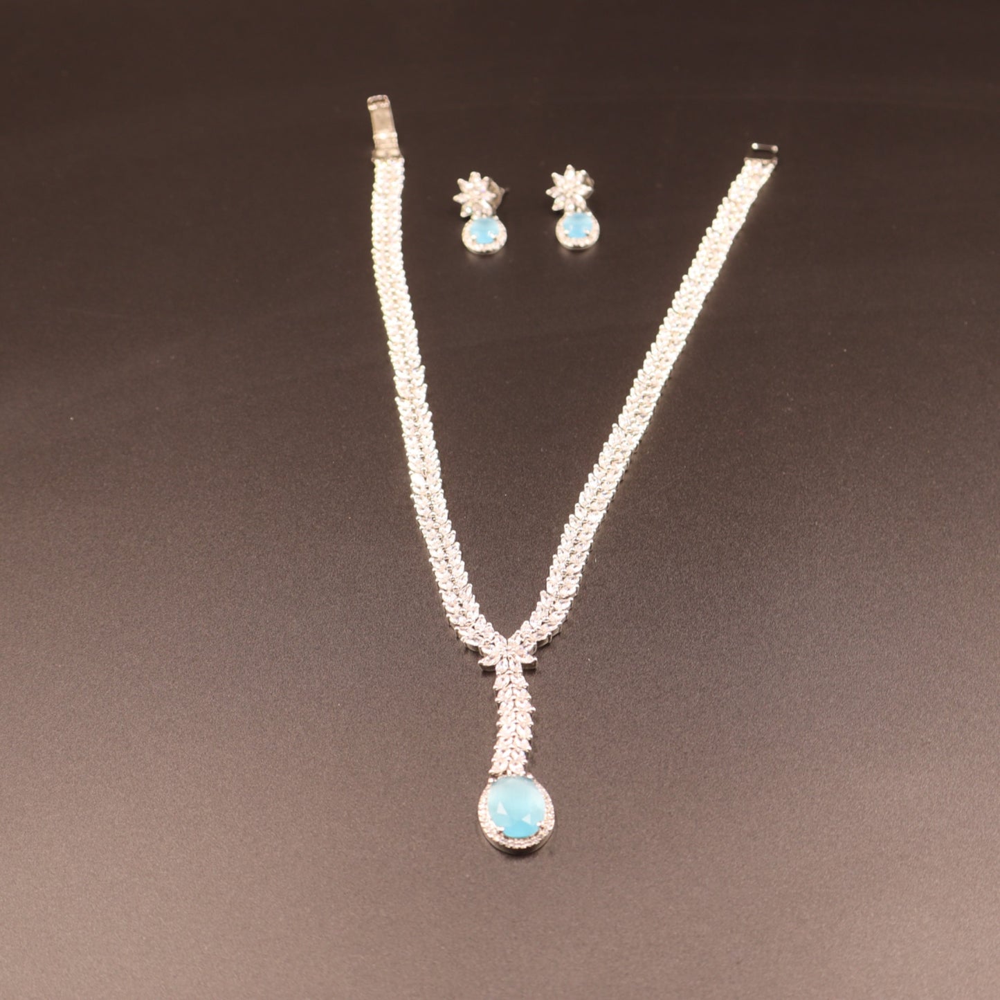 Blue Chandrika American Diamond Necklace set