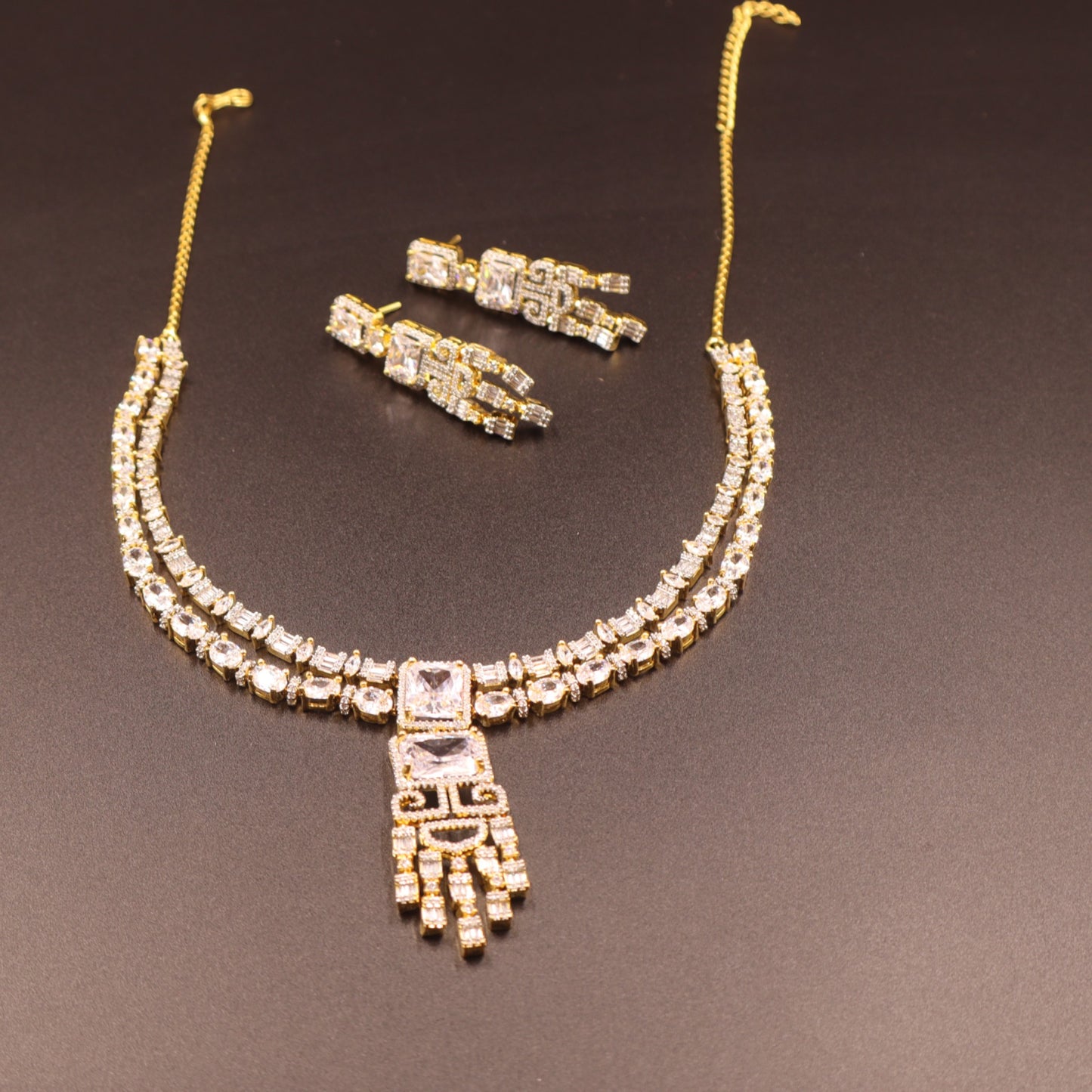 Golden Harvi American Diamond Necklace set