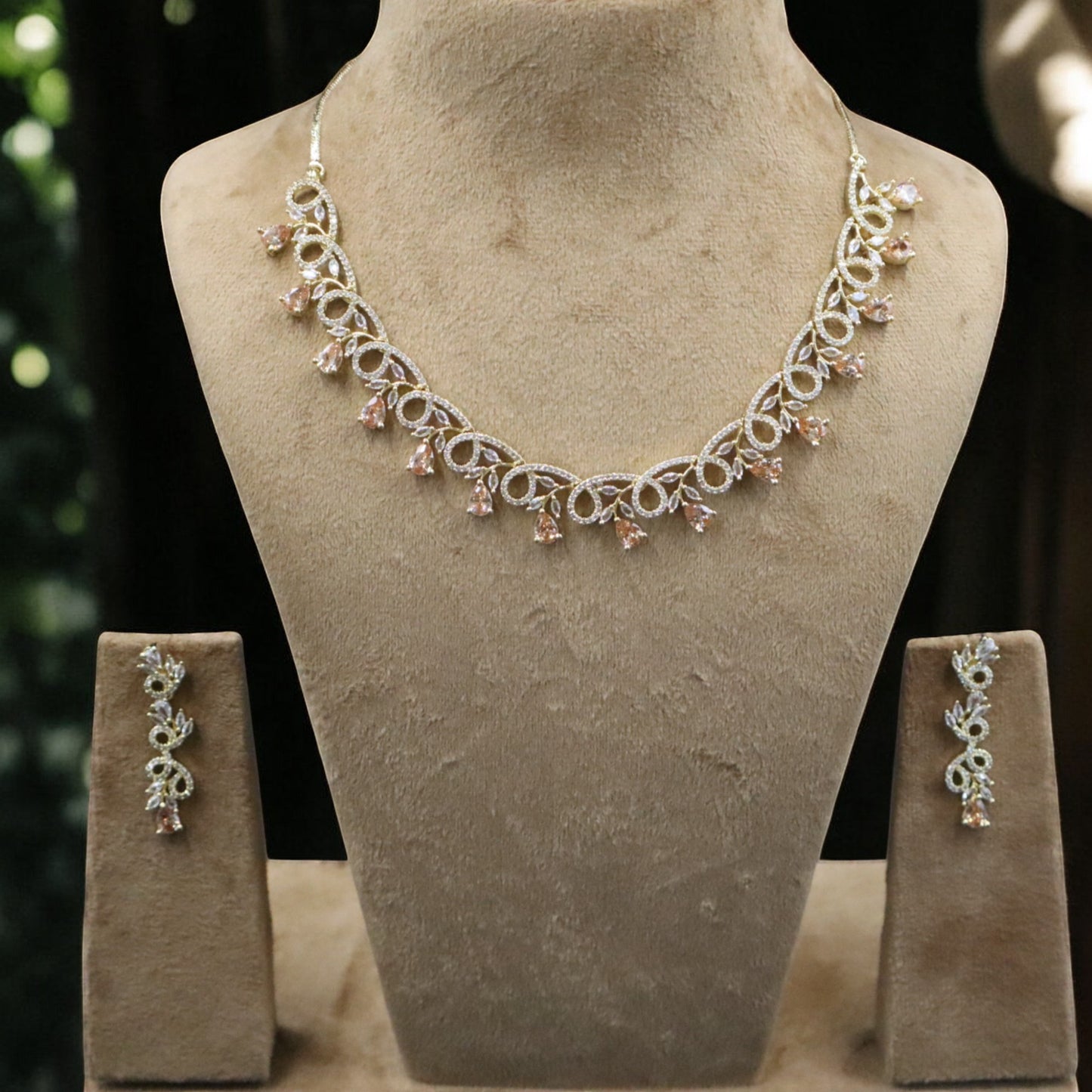 Golden Amritanjali American Diamond Necklace set