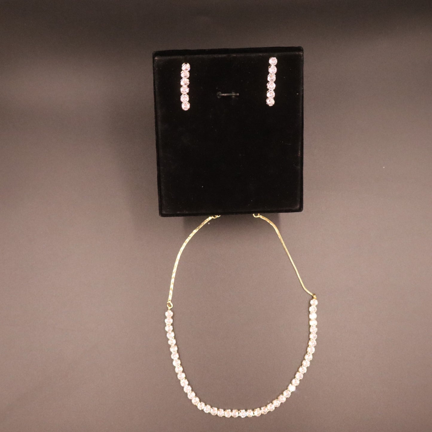 Golden Tripti American Diamond Necklace set