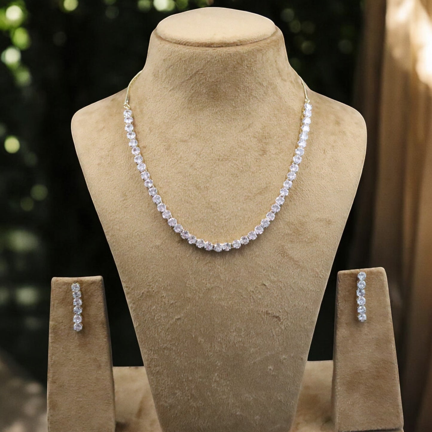 Golden Tripti American Diamond Necklace set