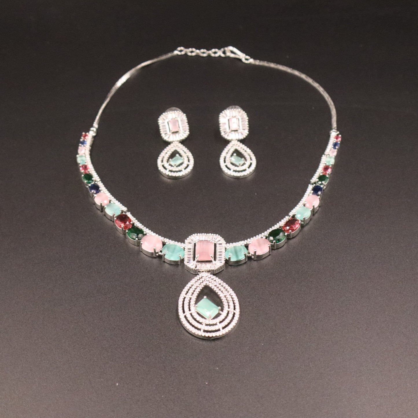 Multicolor Yashodhara American Diamond Necklace set