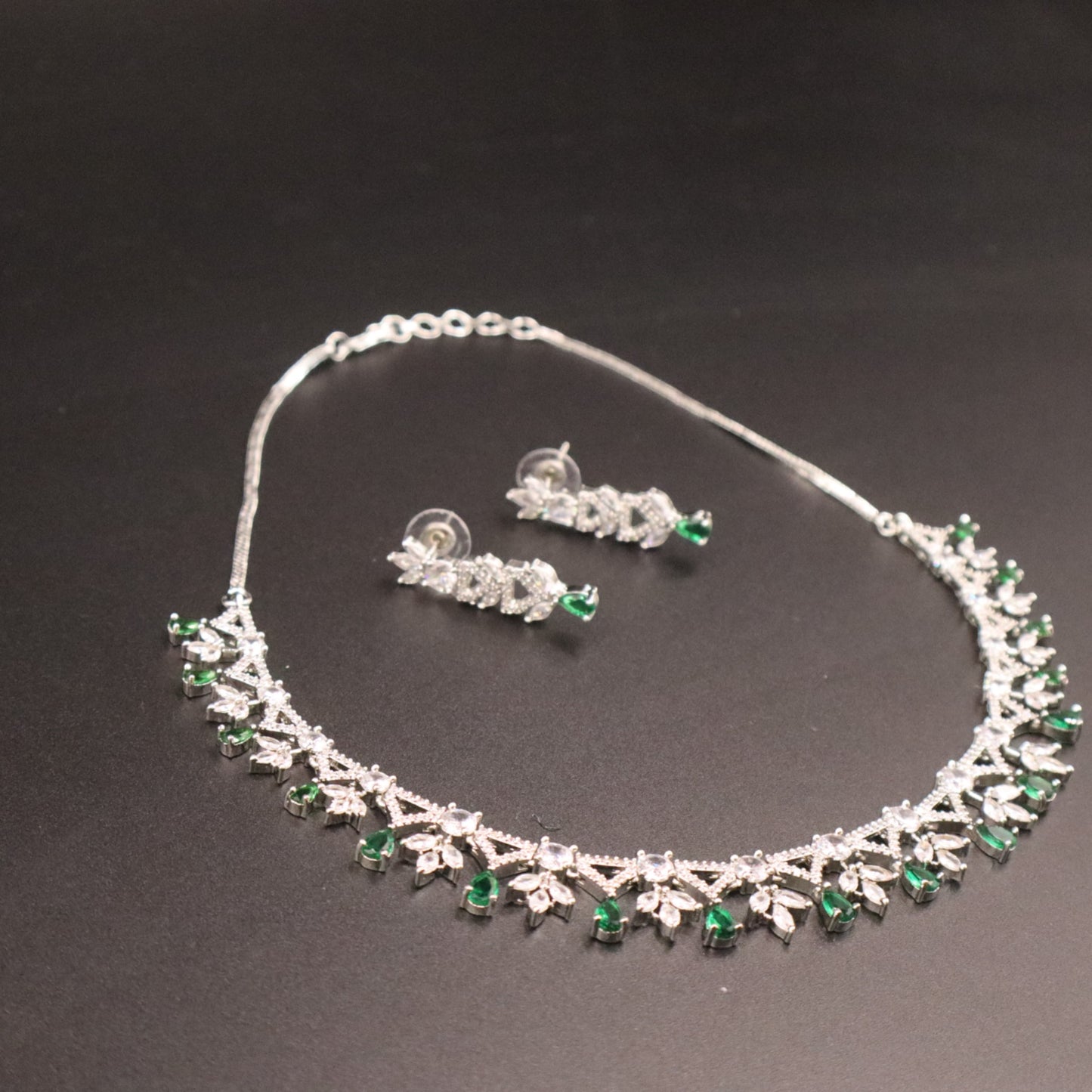 Emerald Manorama American Diamond Necklace set