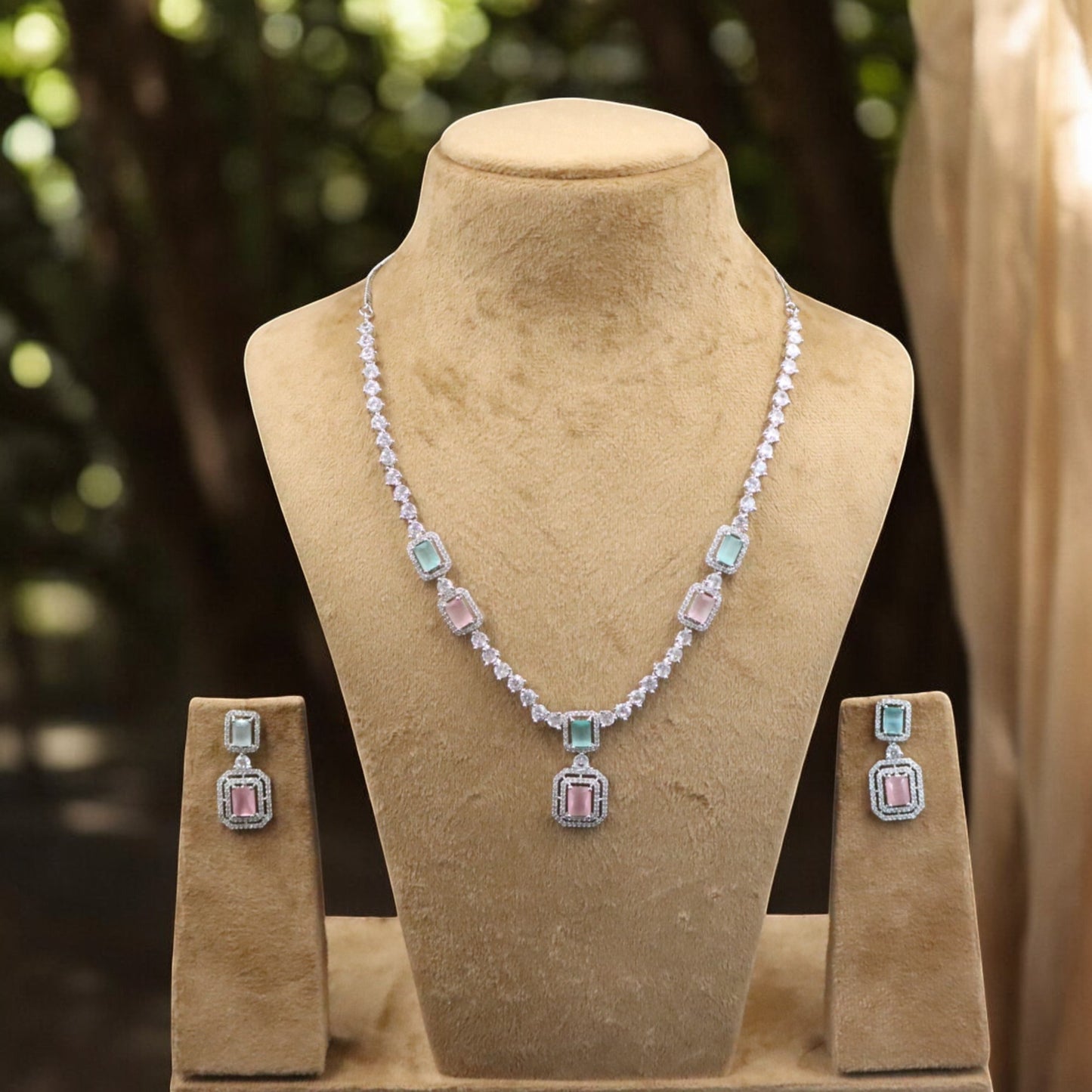 Multicolor Satyapriya American Diamond Necklace set