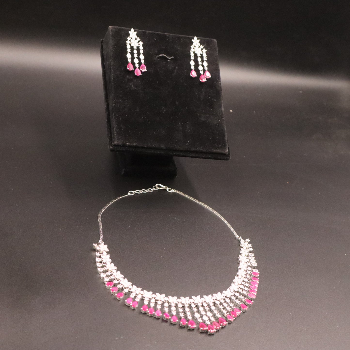 Magenta Rajashri American Diamond Necklace set