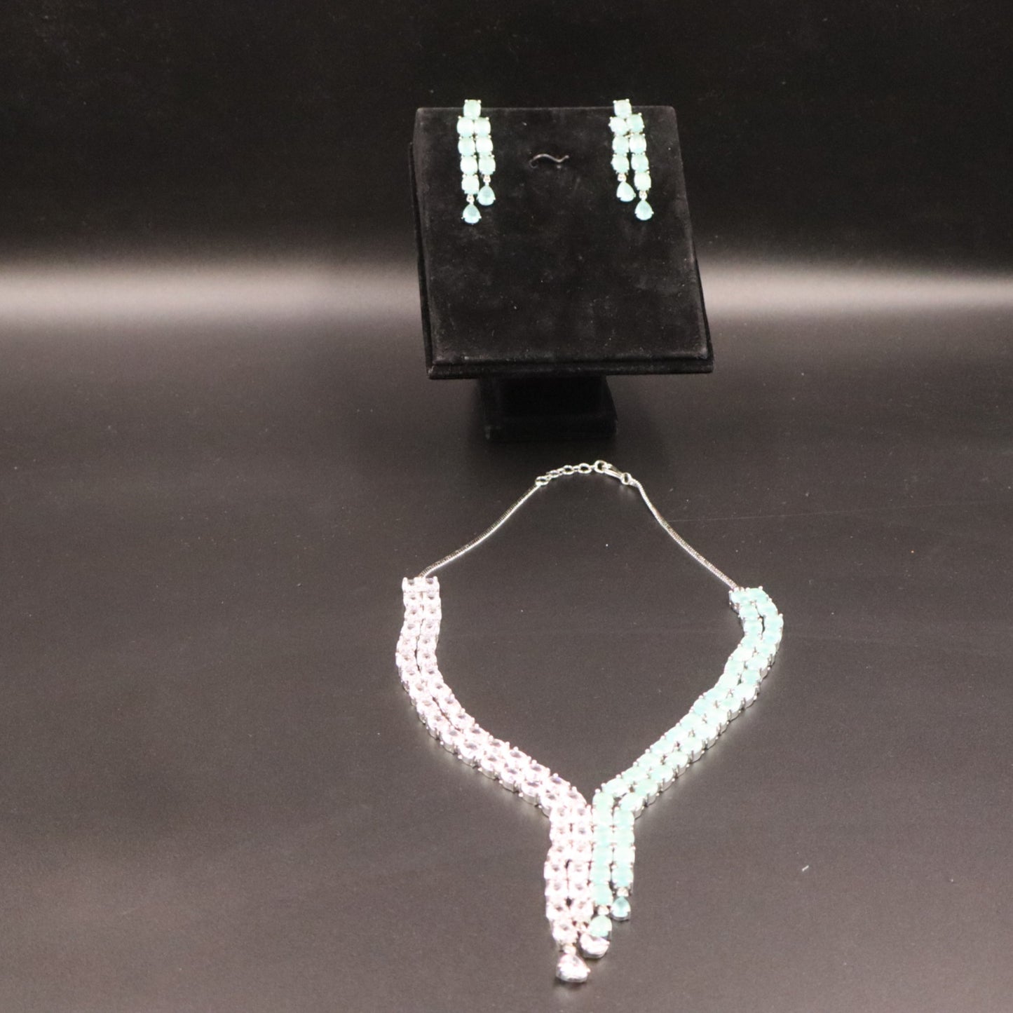 Turquoise Swarnima American Diamond Necklace set