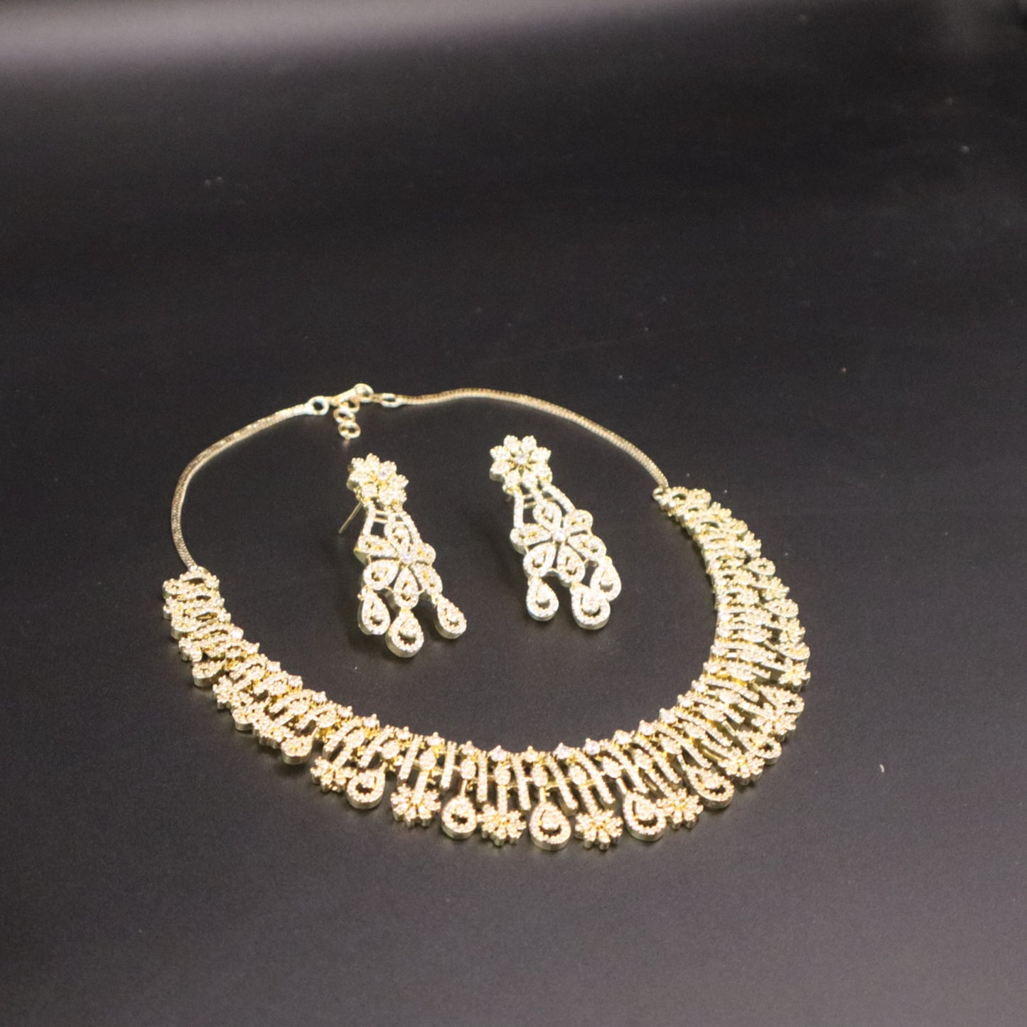 Golden Padmakshi American Diamond Necklace set
