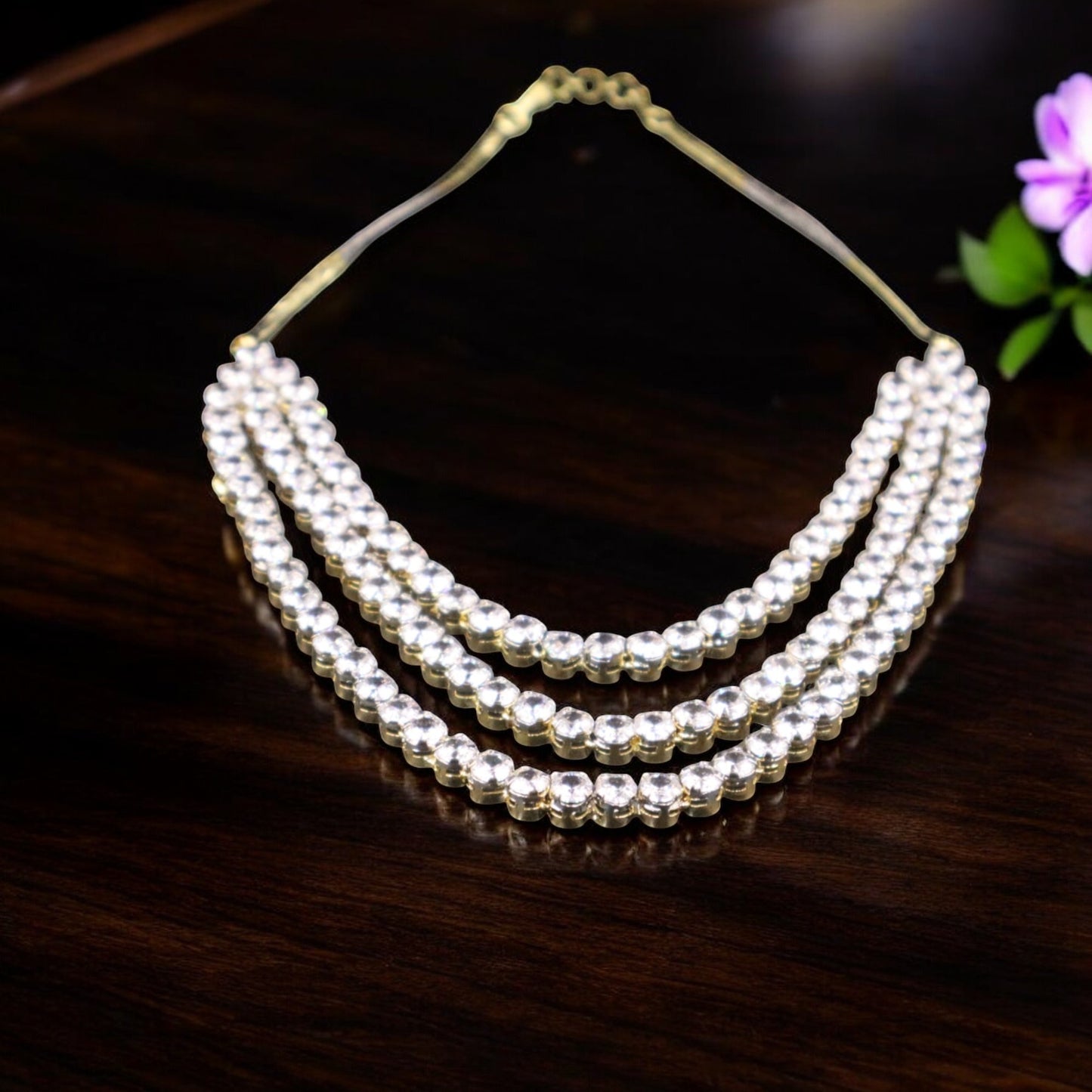 Golden Vishaka American Diamond Necklace set