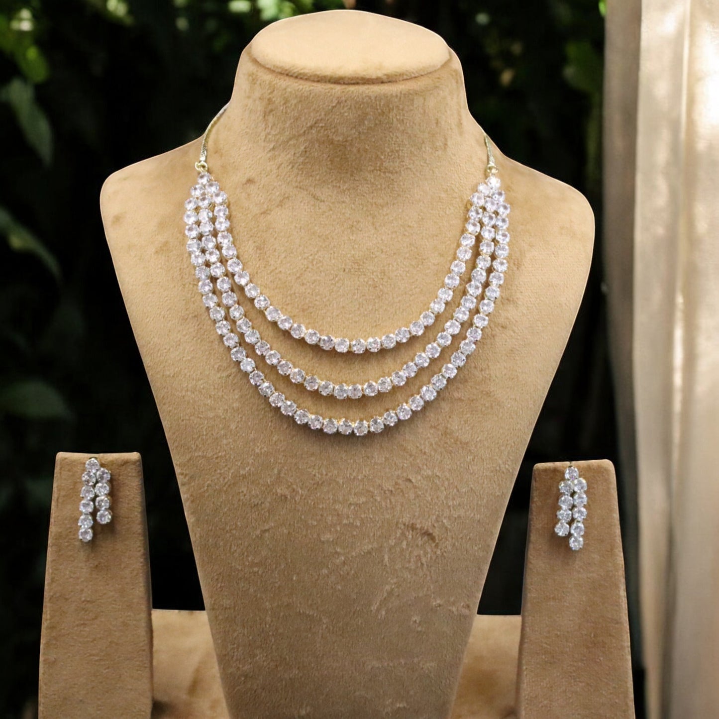 Golden Vishaka American Diamond Necklace set