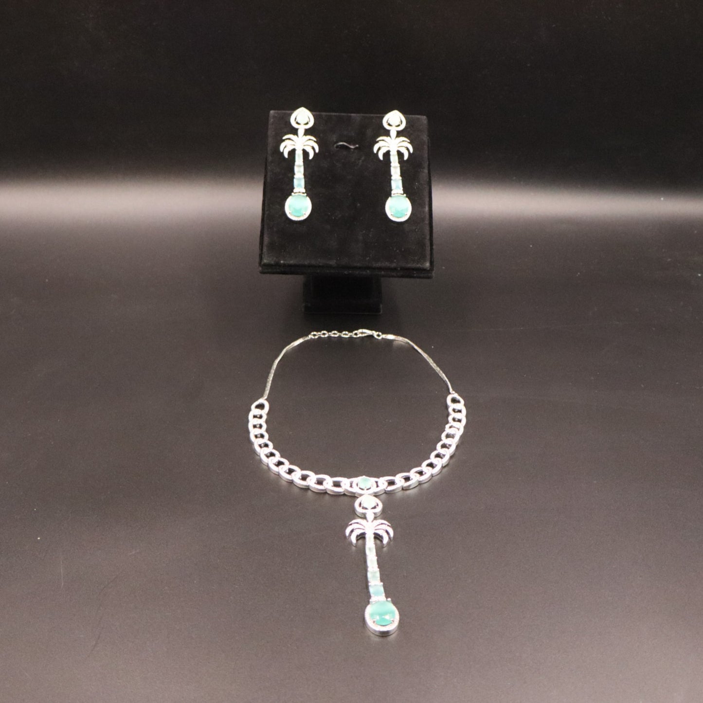 Turquoise Dhruvika American Diamond Necklace set