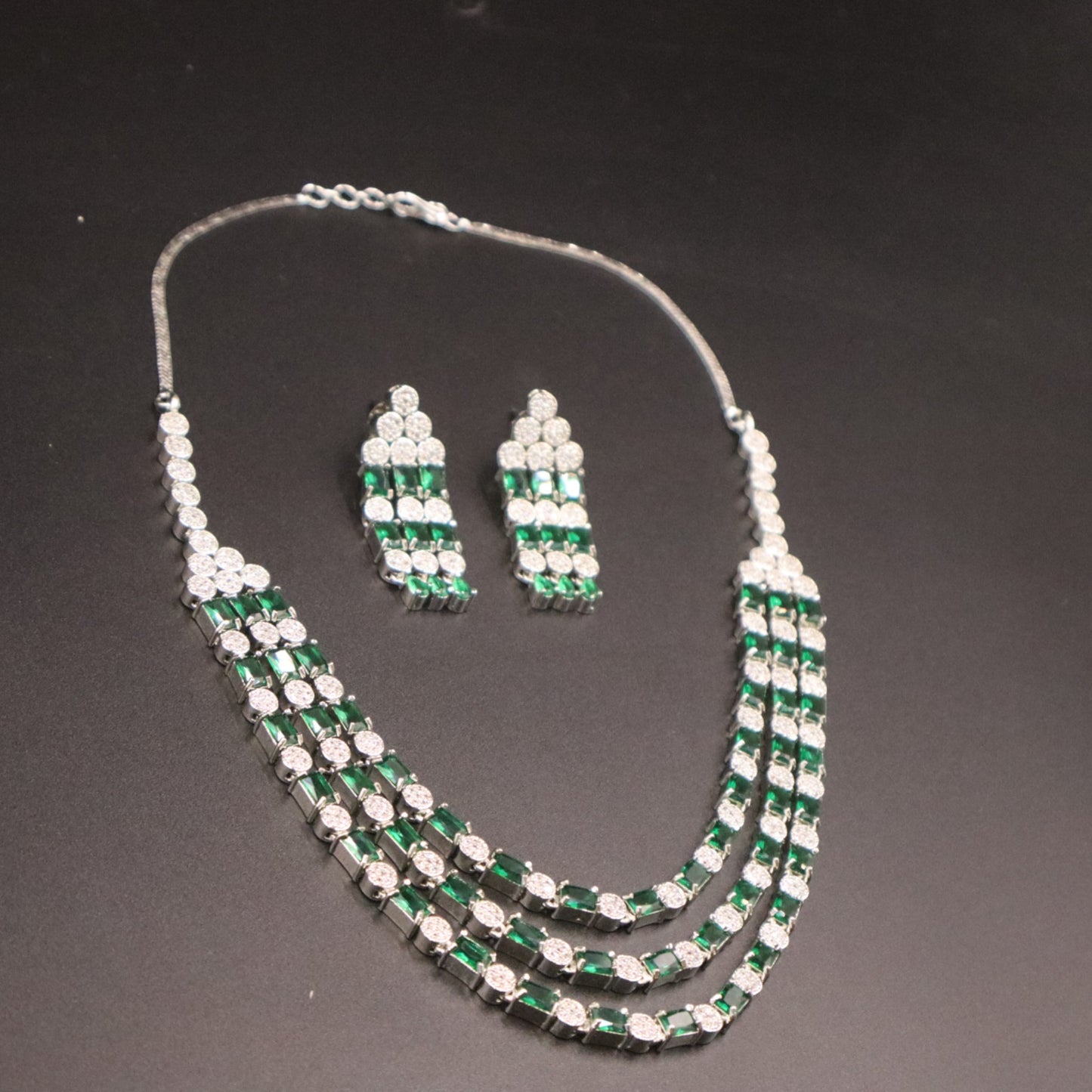 Emerald Roshni American Diamond Necklace set