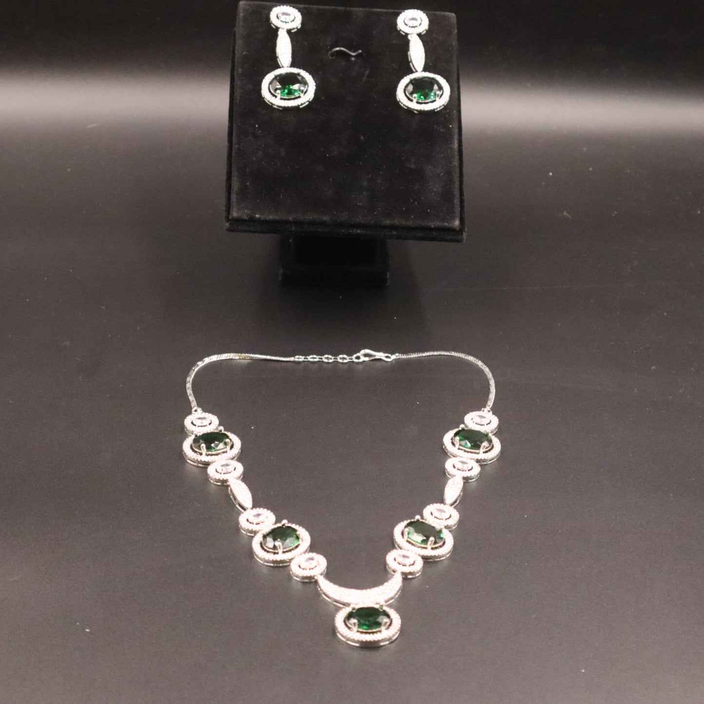 Emerald Gaurangi American Diamond Necklace set