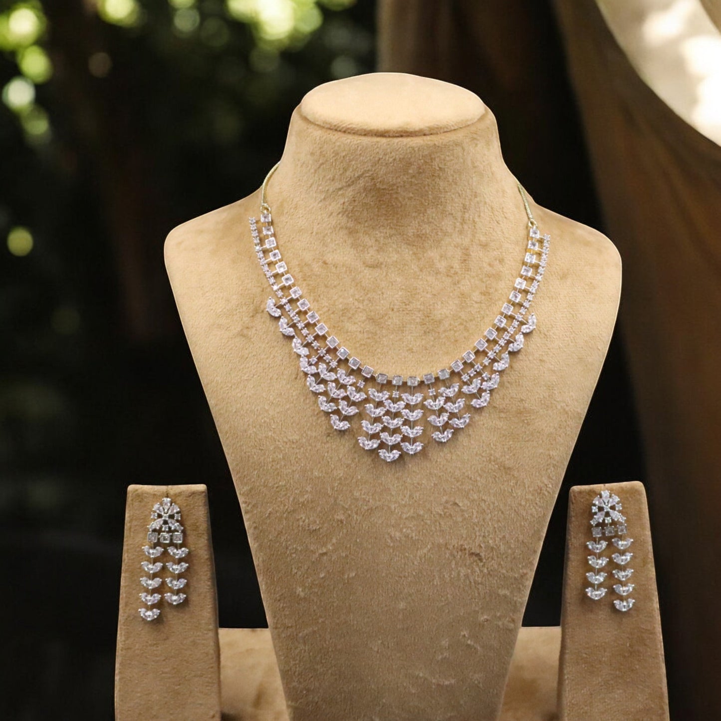 Golden Kiranmala American Diamond Necklace set