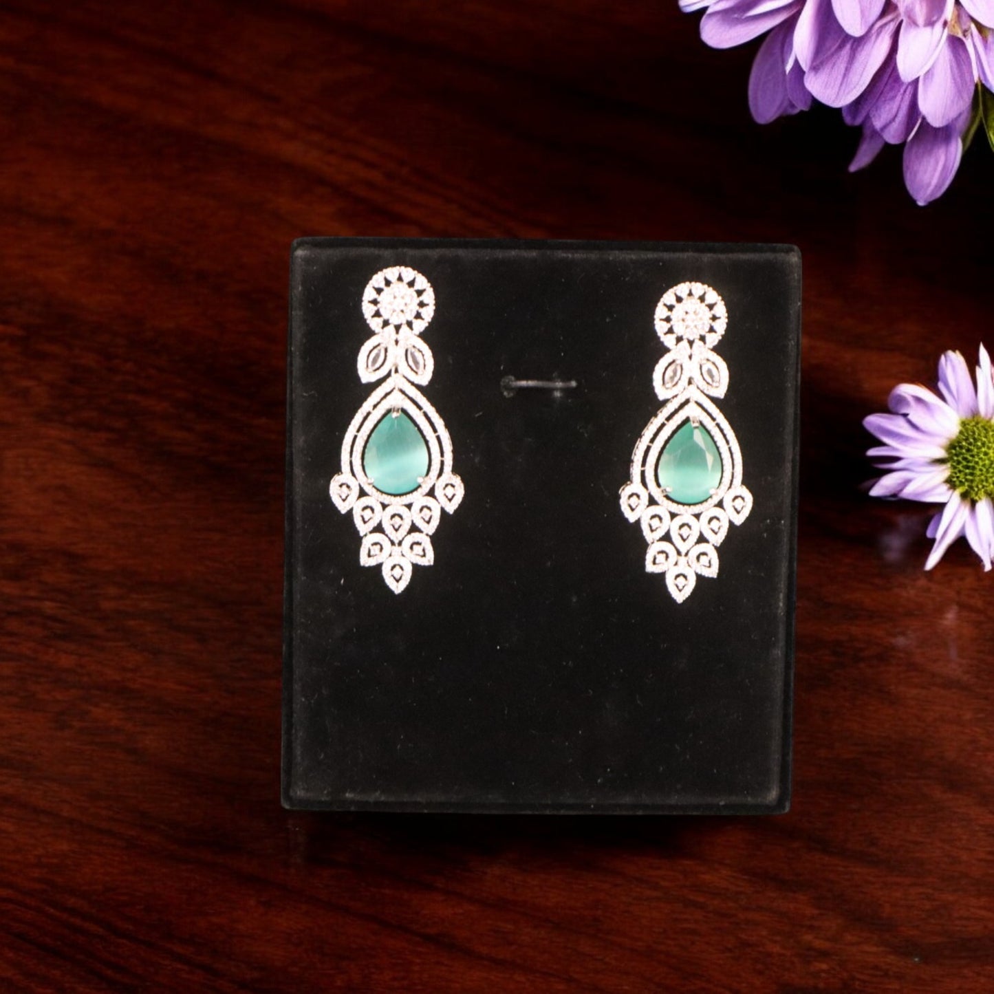 Turquoise Bhavana American Diamond Necklace set