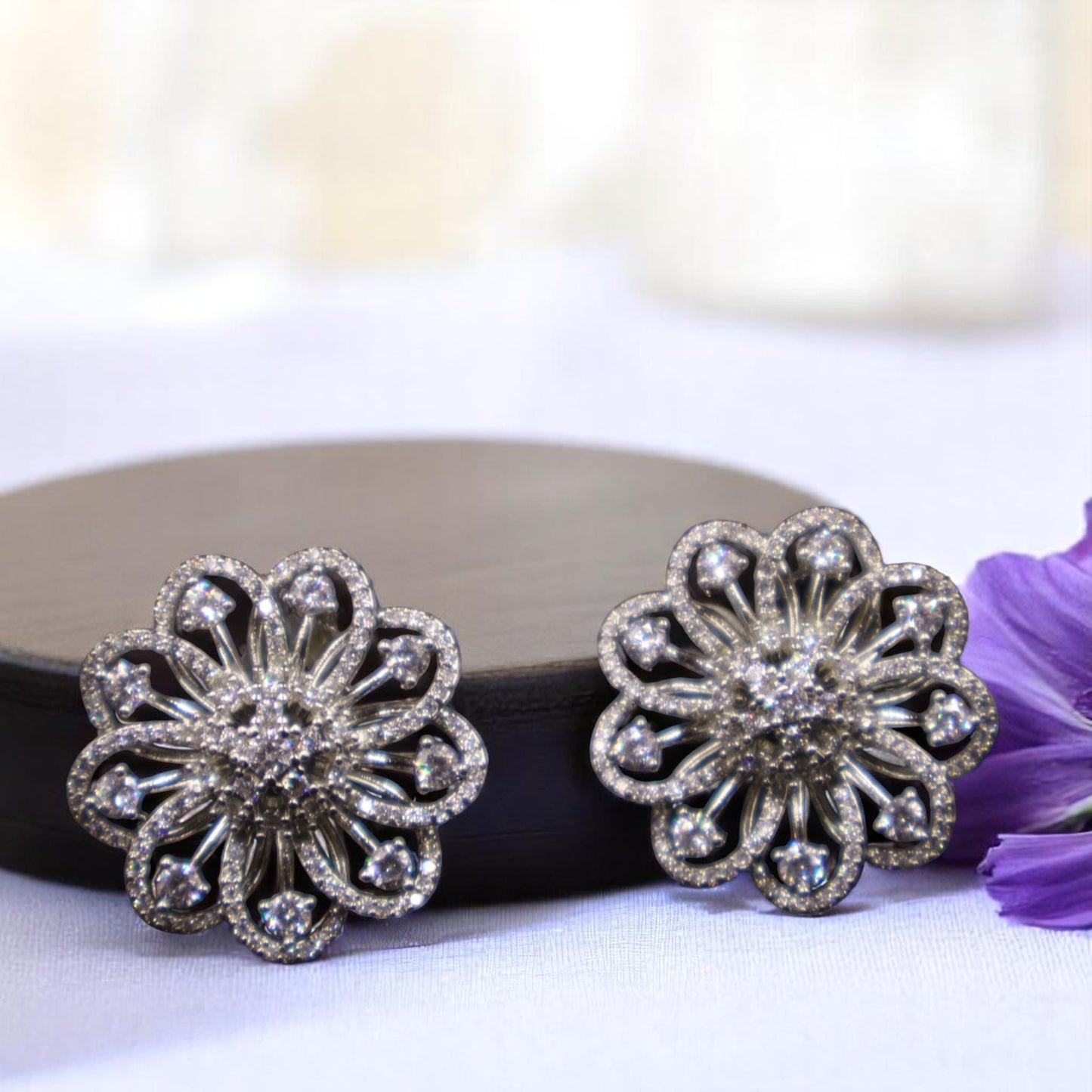 Silvery Mihika American Diamond Studs