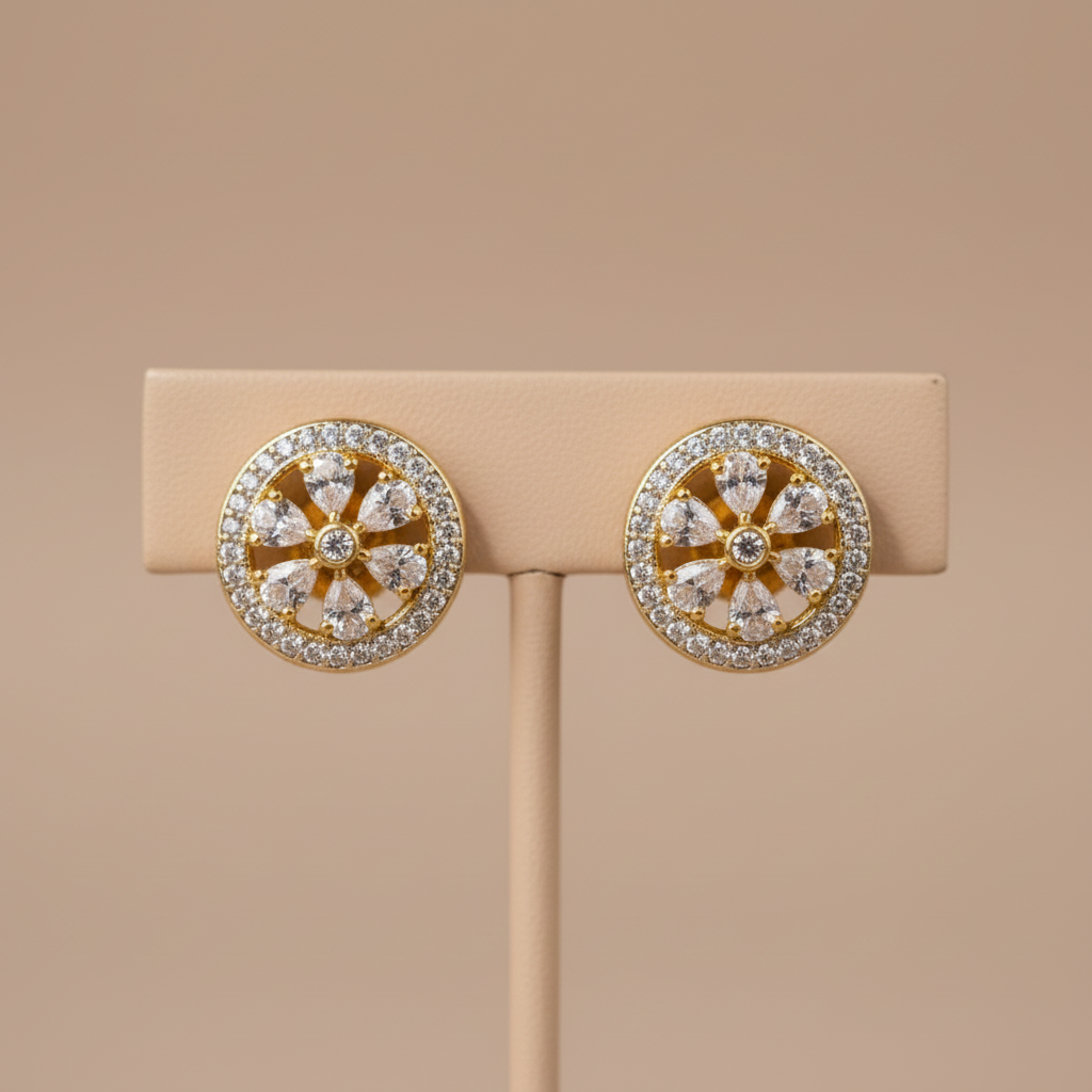 Golden Vijaya American Diamond Studs