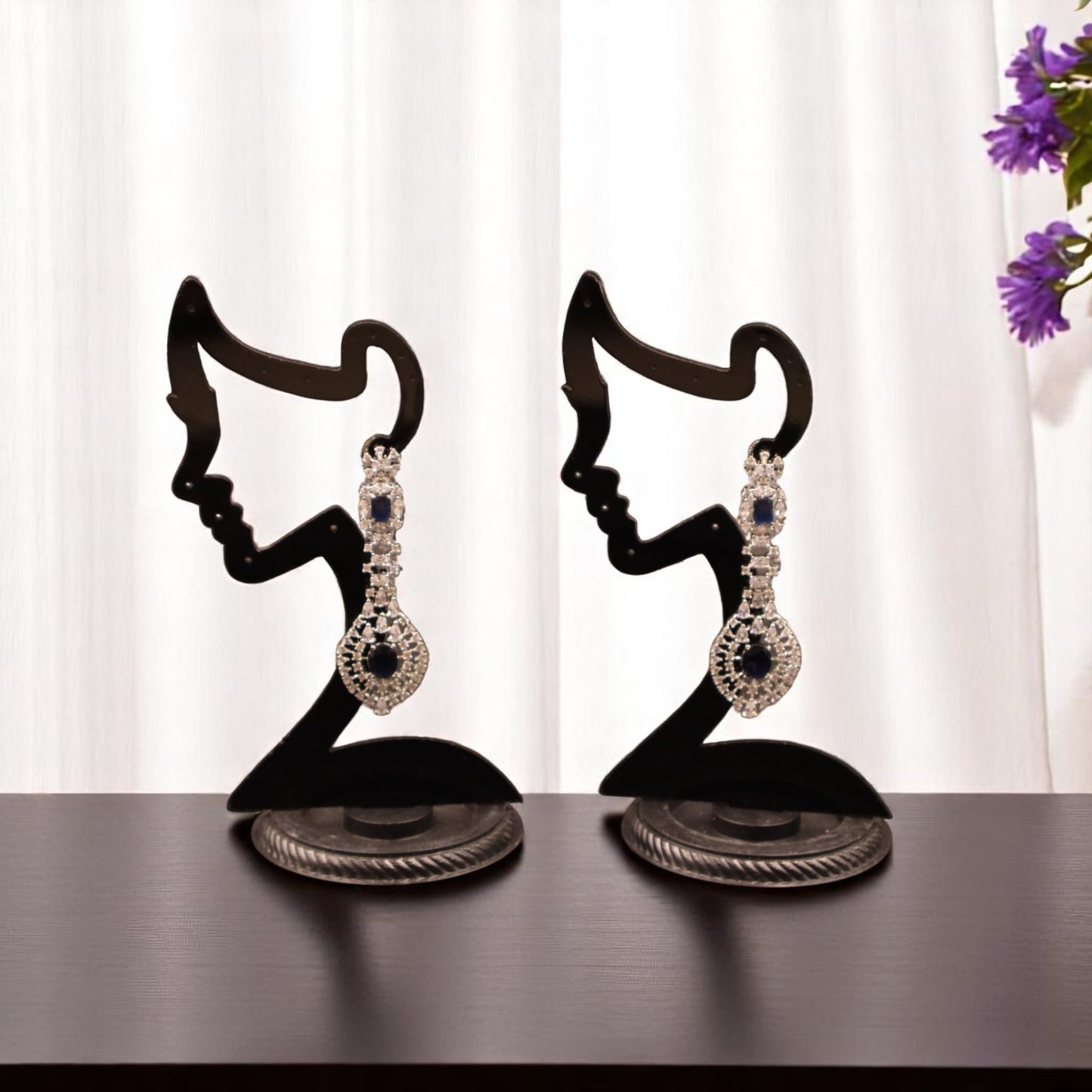 Royal Blue Prajakti American Diamond Danglers