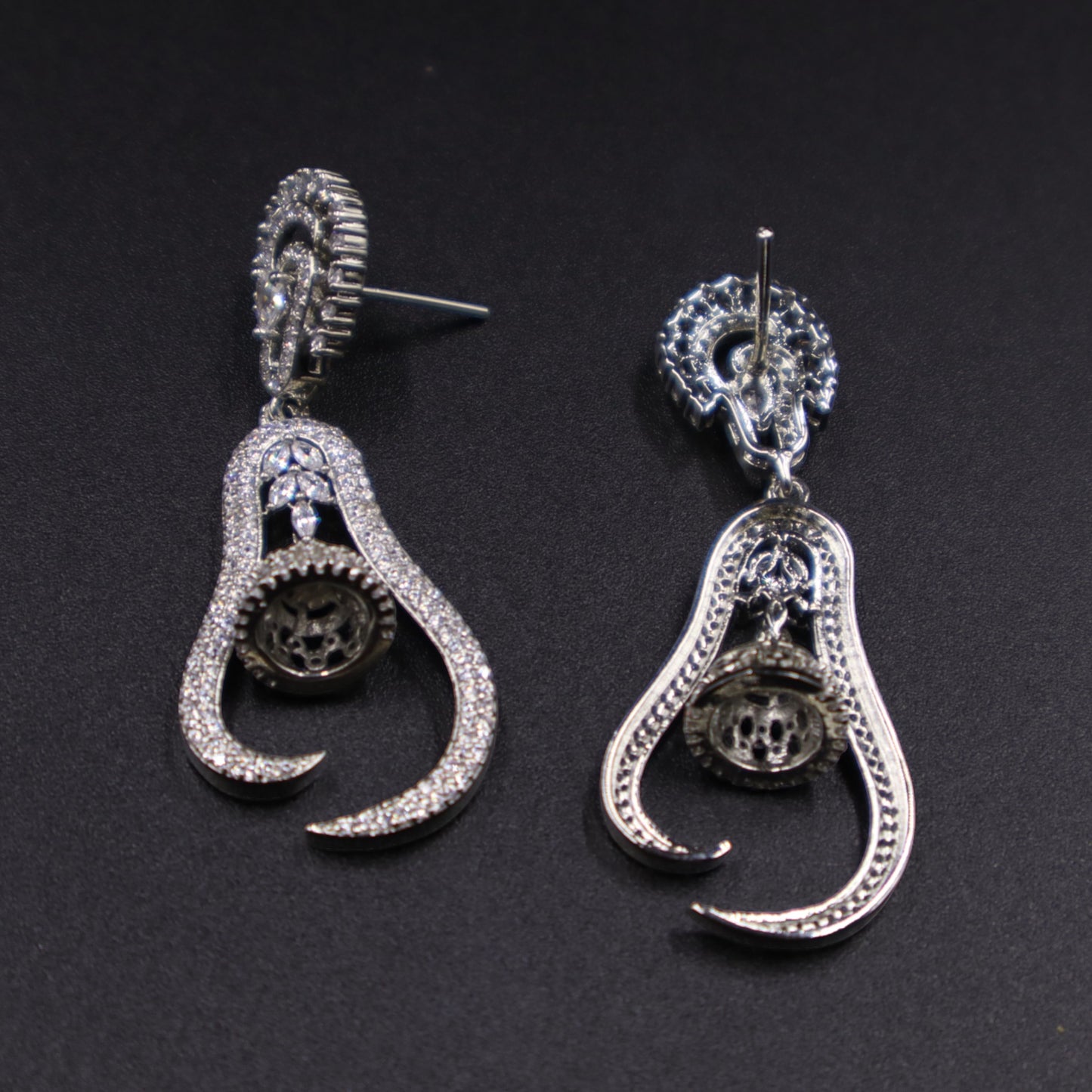 Silvery Rucha American Diamond Danglers