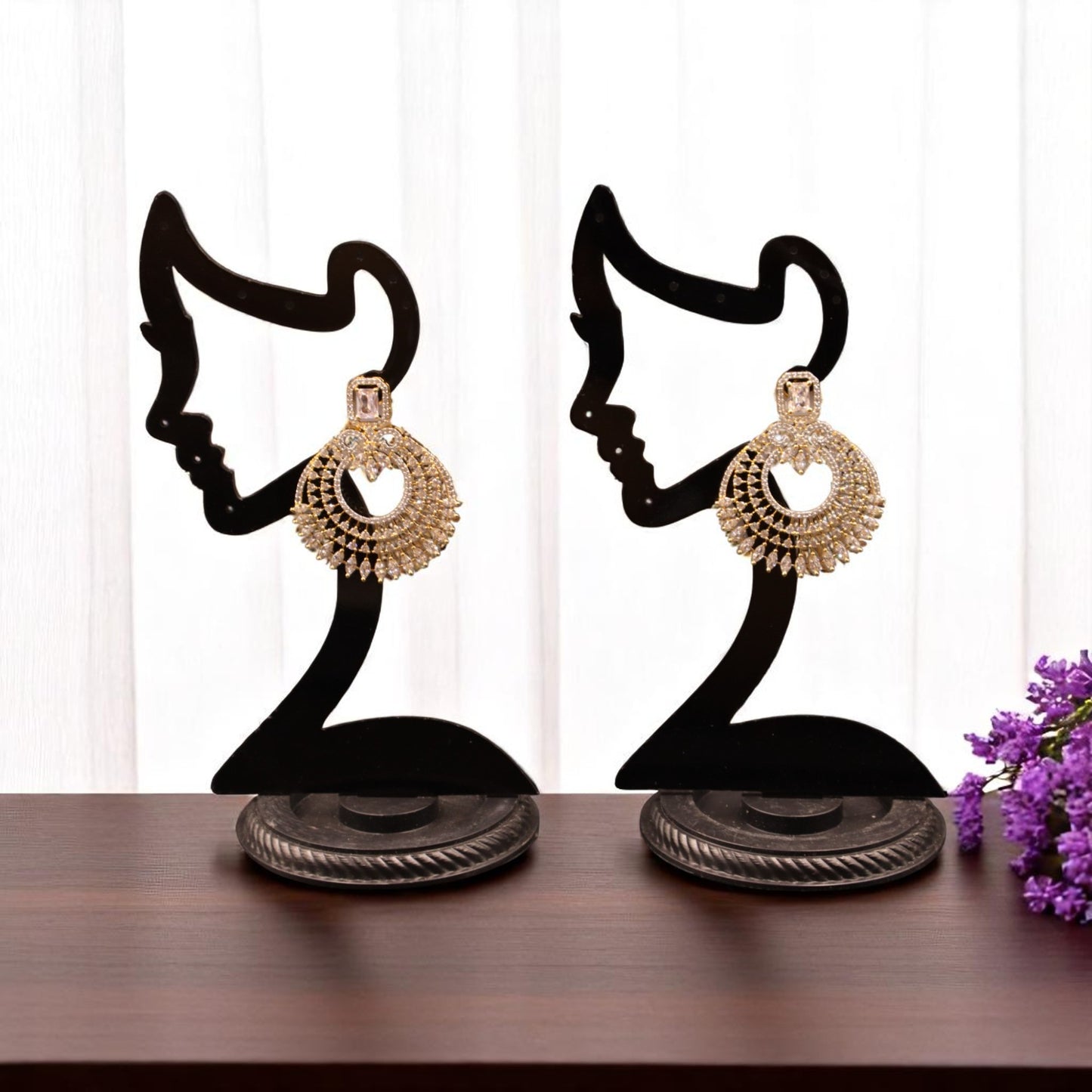 Golden Rupal American Diamond Danglers