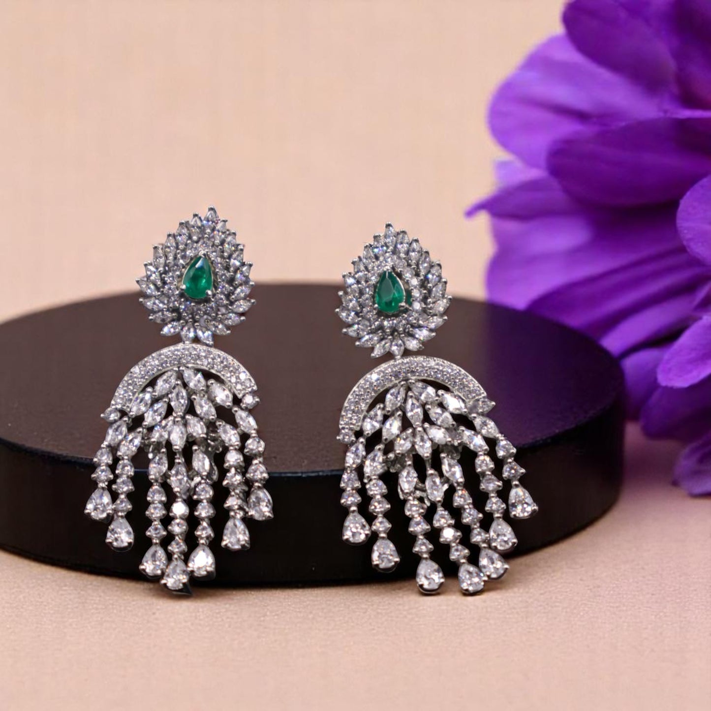 Emerald Lavanya American Diamond Danglers