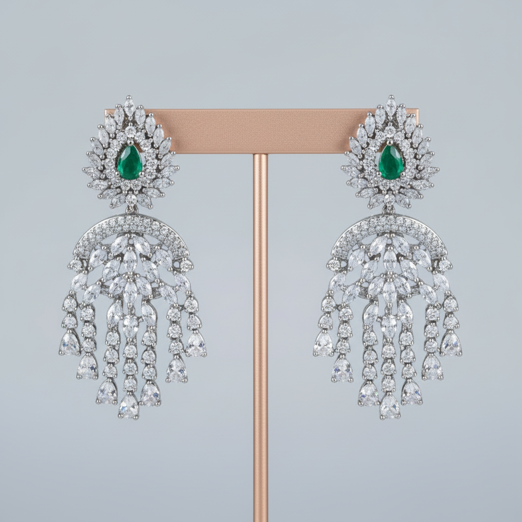 Emerald Lavanya American Diamond Danglers