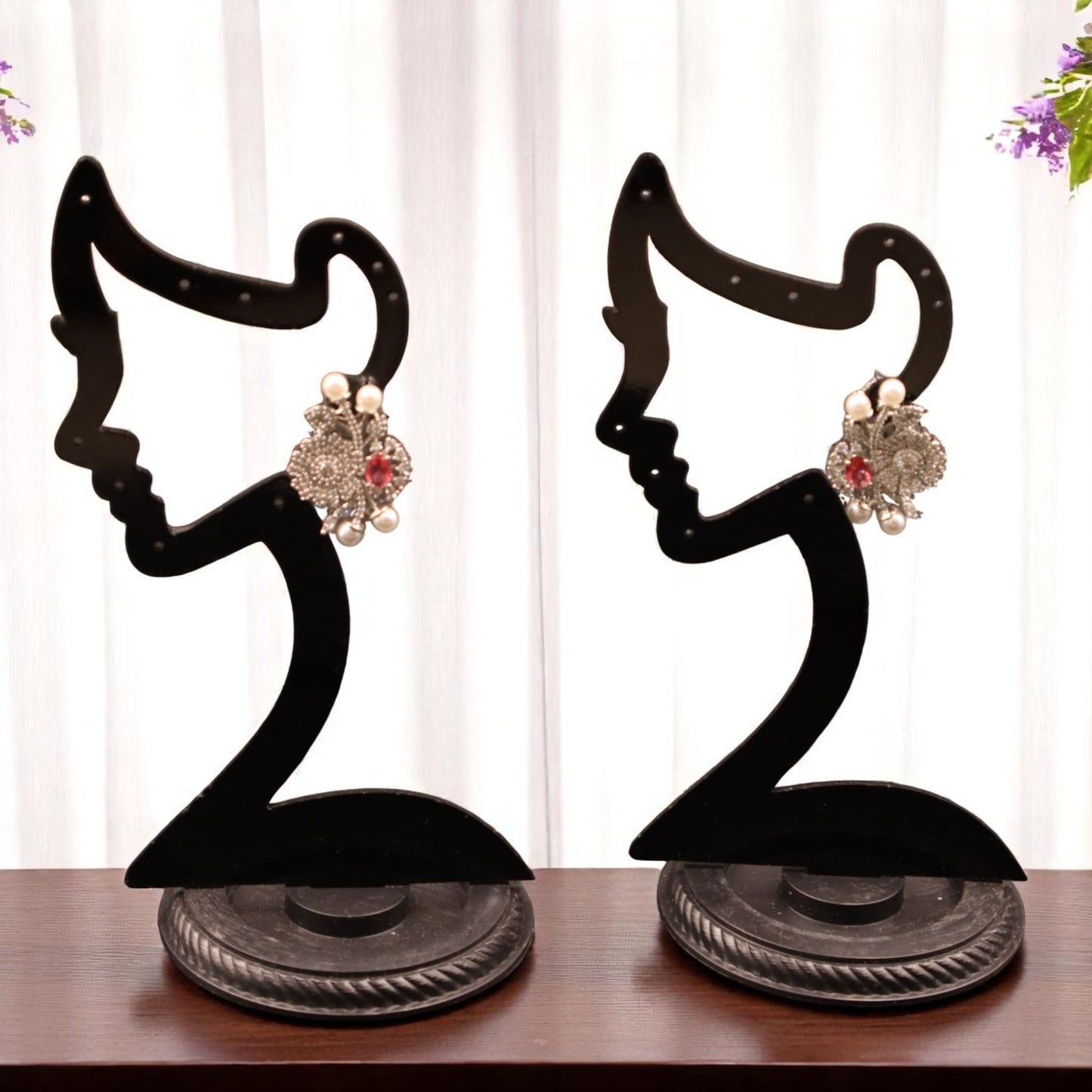 Dark Pink Rutu American Diamond earrings