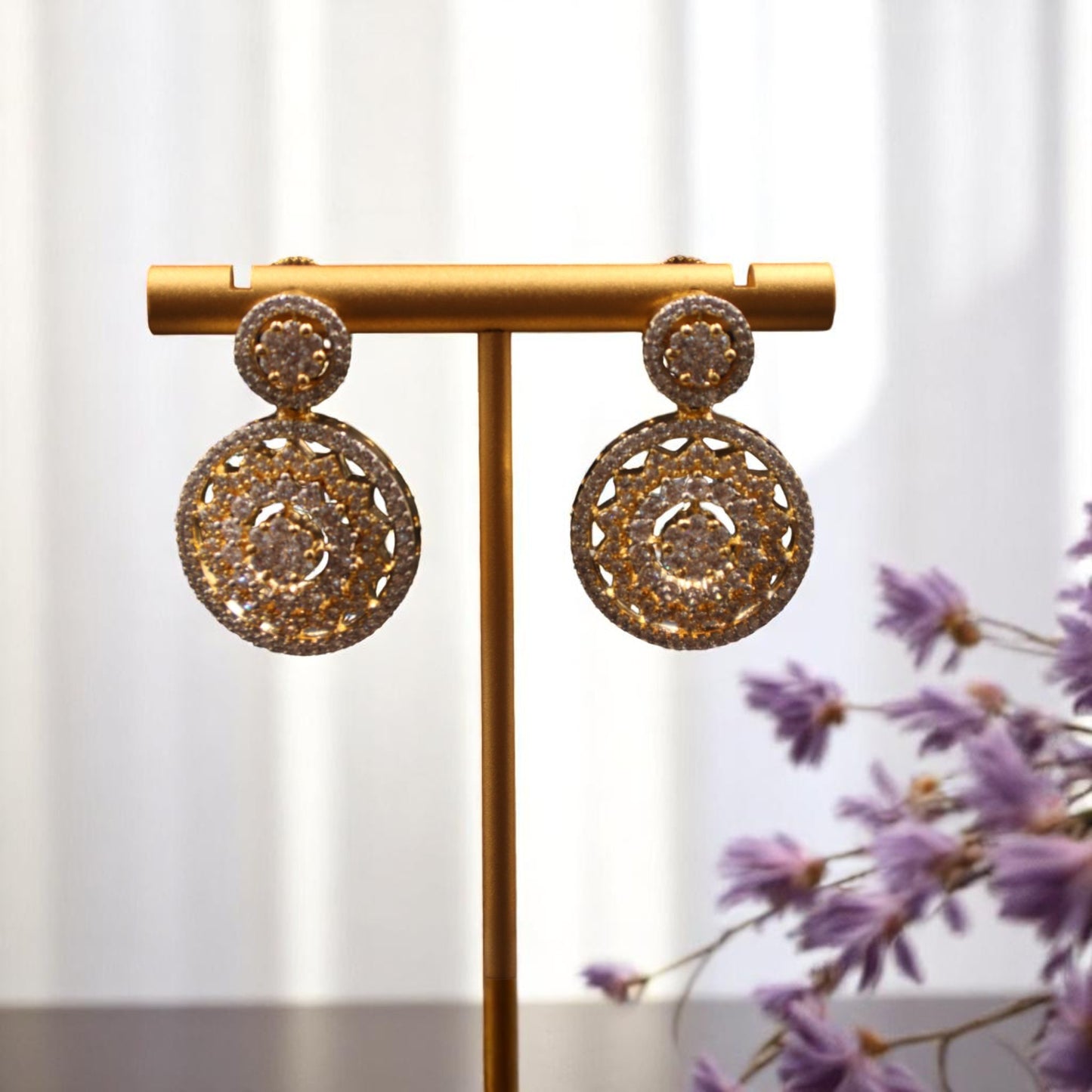 Golden Namrata American Diamond Studs