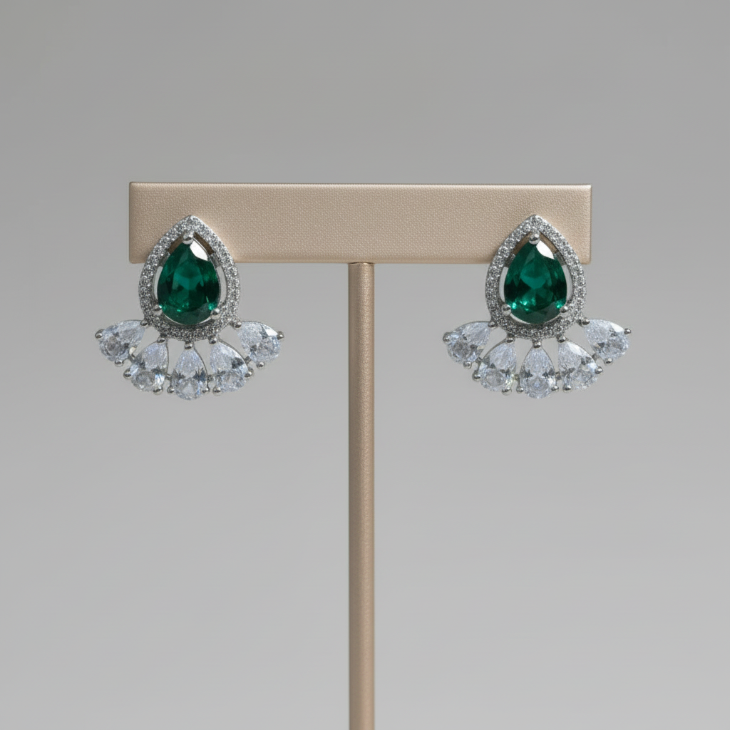 Emerald Savitri American Diamond Studs