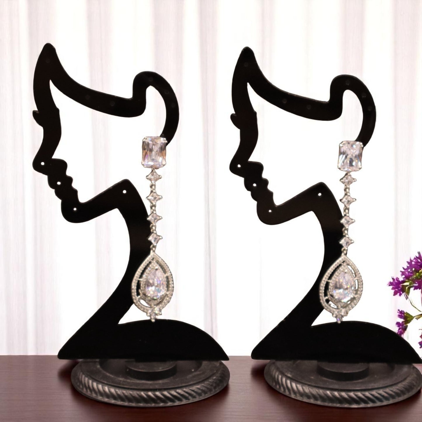 Silvery Karishma American Diamond Danglers