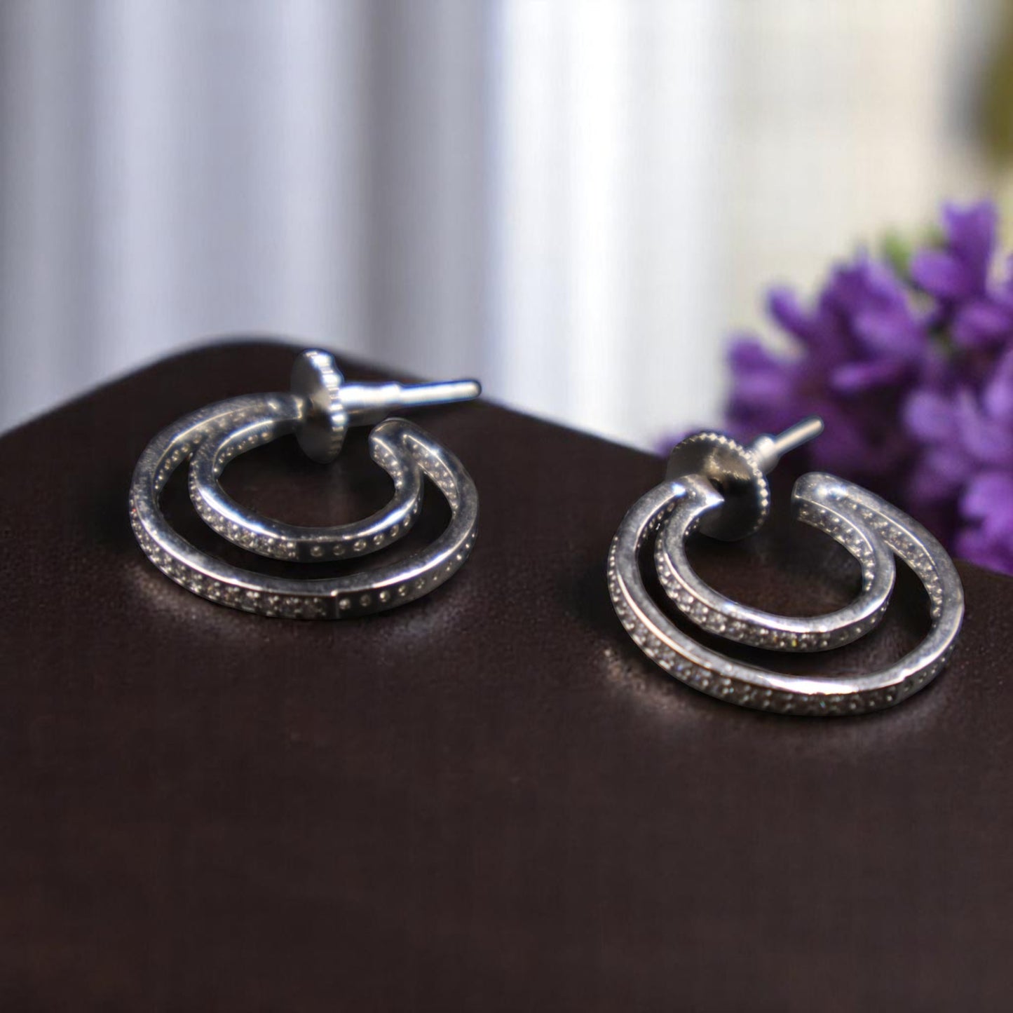 Silvery Ramya American Diamond Hoops