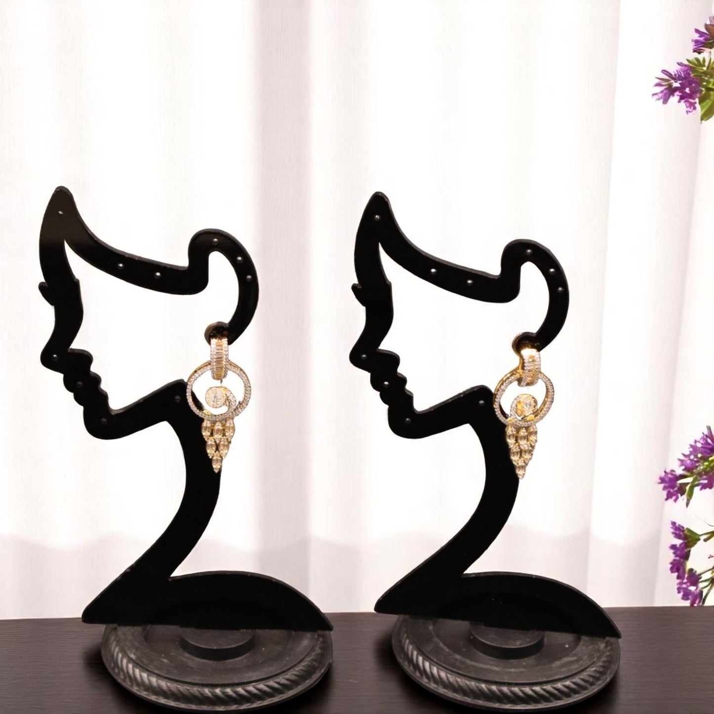 Golden Madhuri American Diamond Danglers