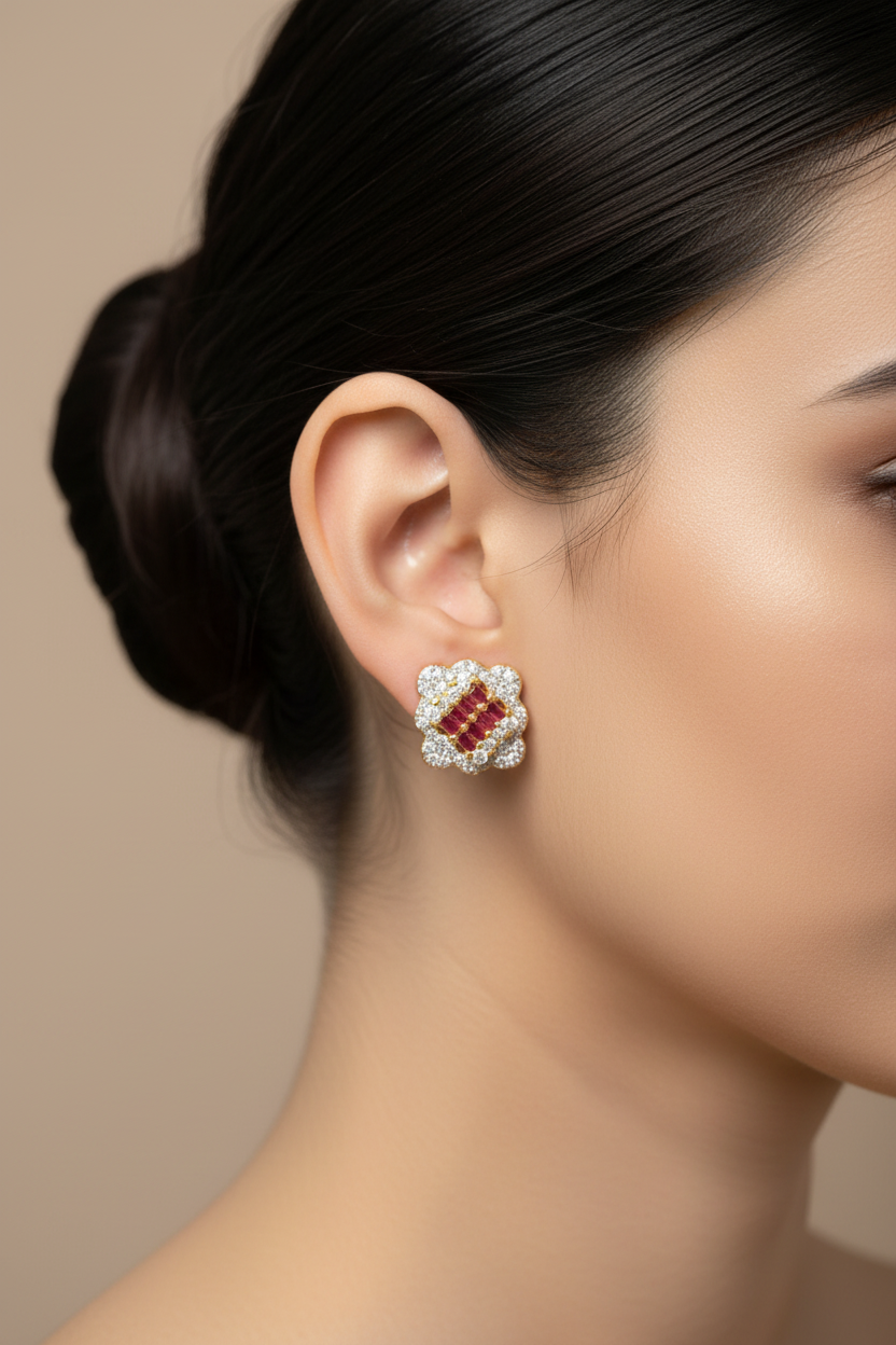 Ruby Anjani American Diamond Studs