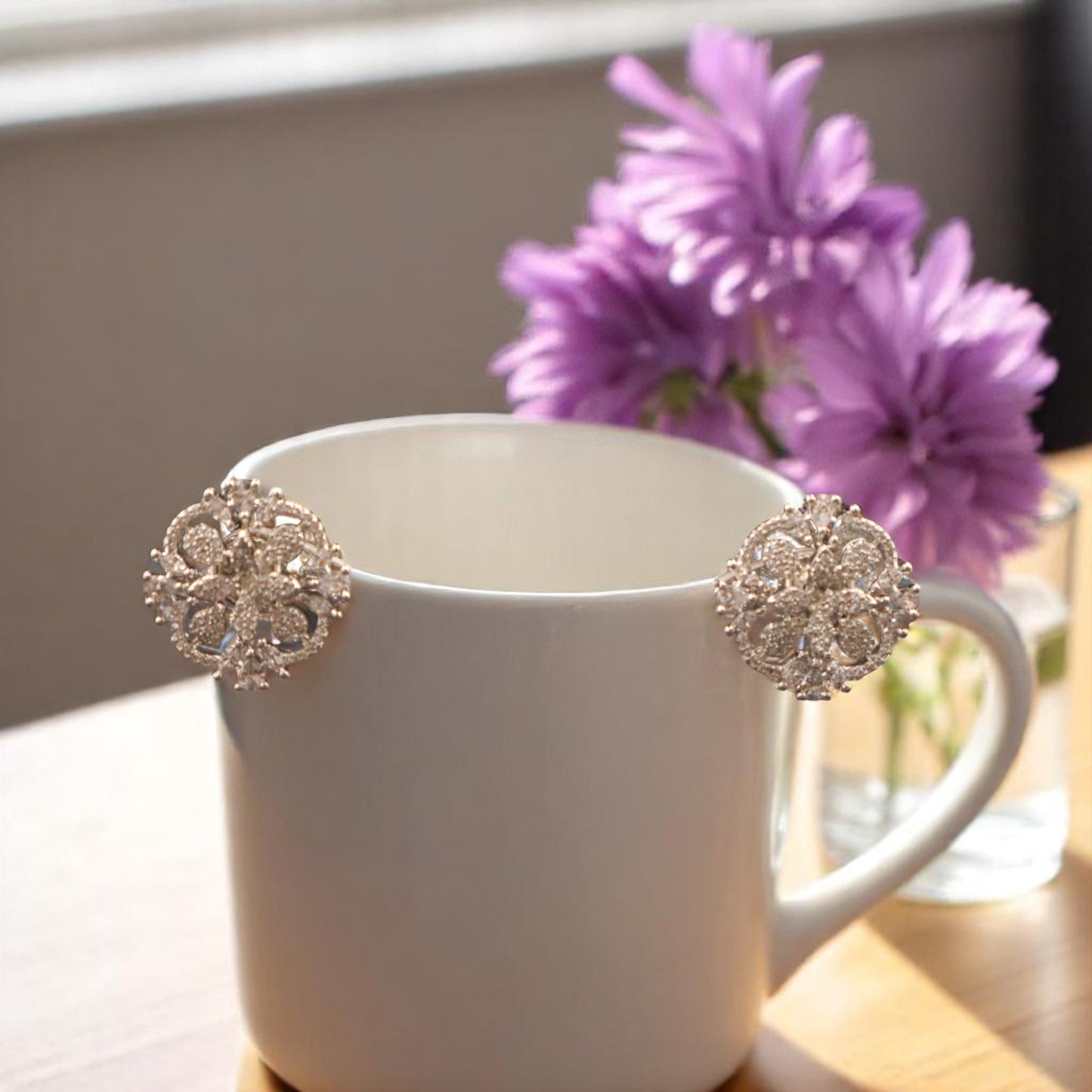 Silvery Pankaja American Diamond Studs
