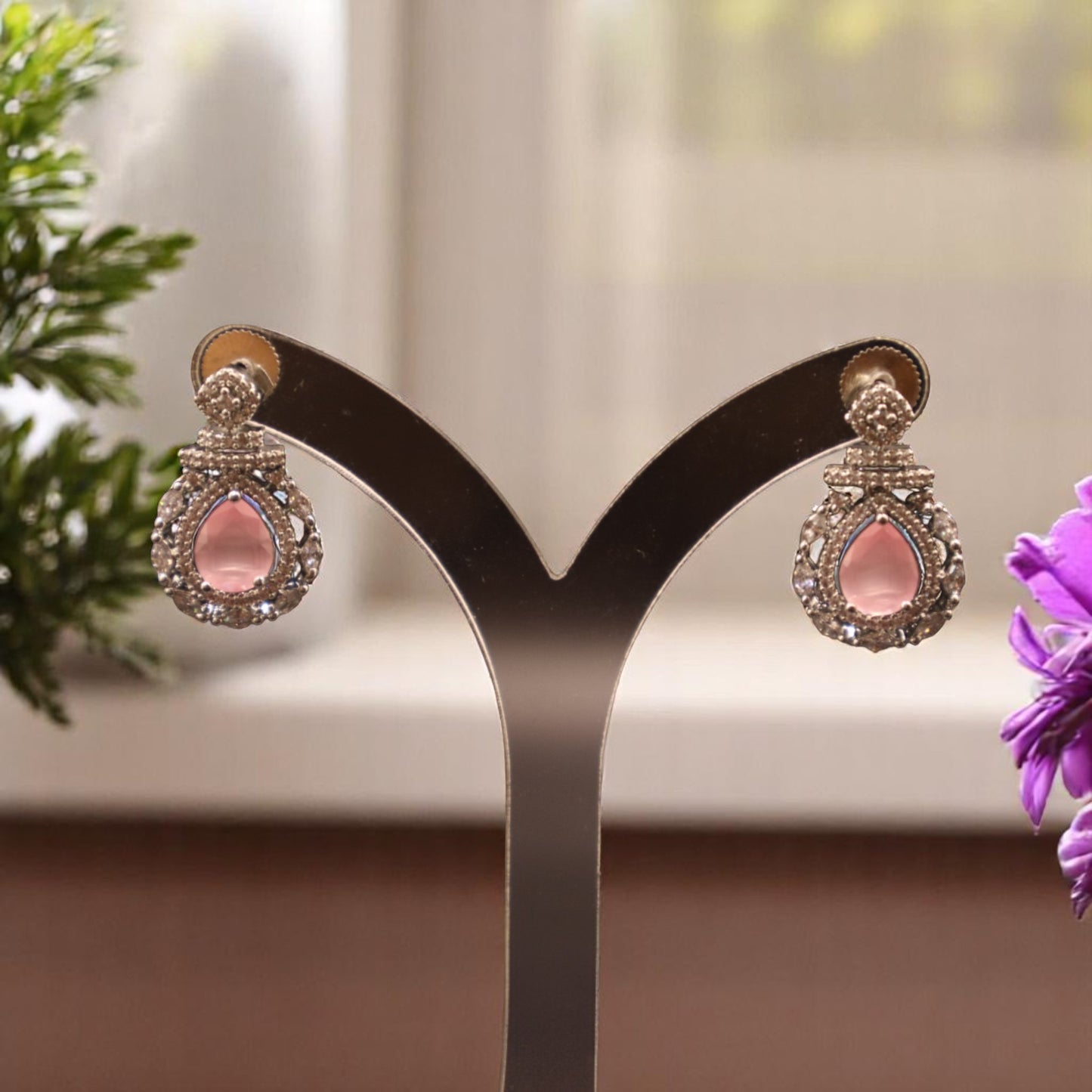 Pink Maitreyi American Diamond Studs