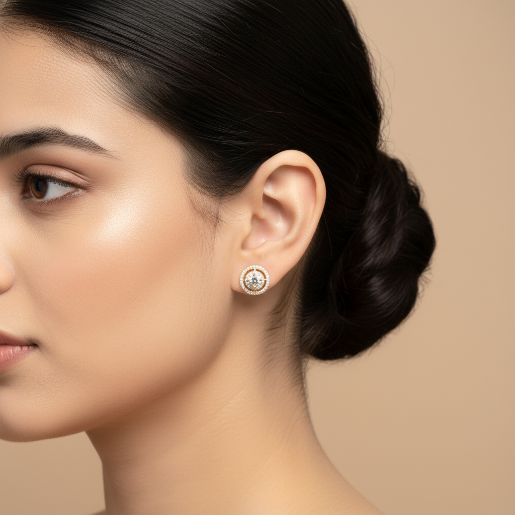 Golden Alipta American Diamond Studs