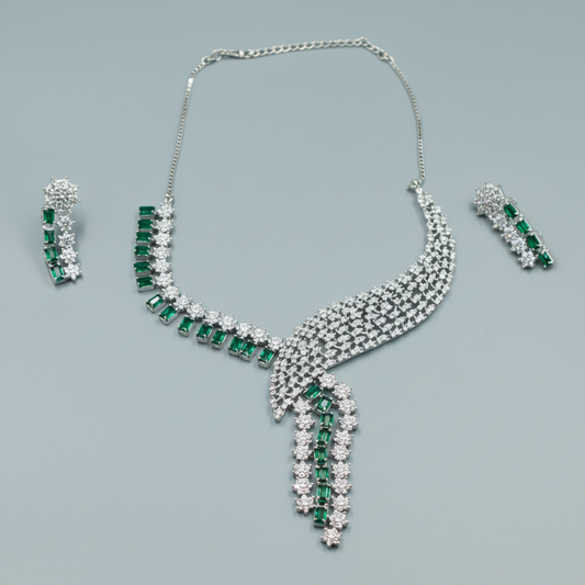 Emerald Himani American Diamond Necklace set