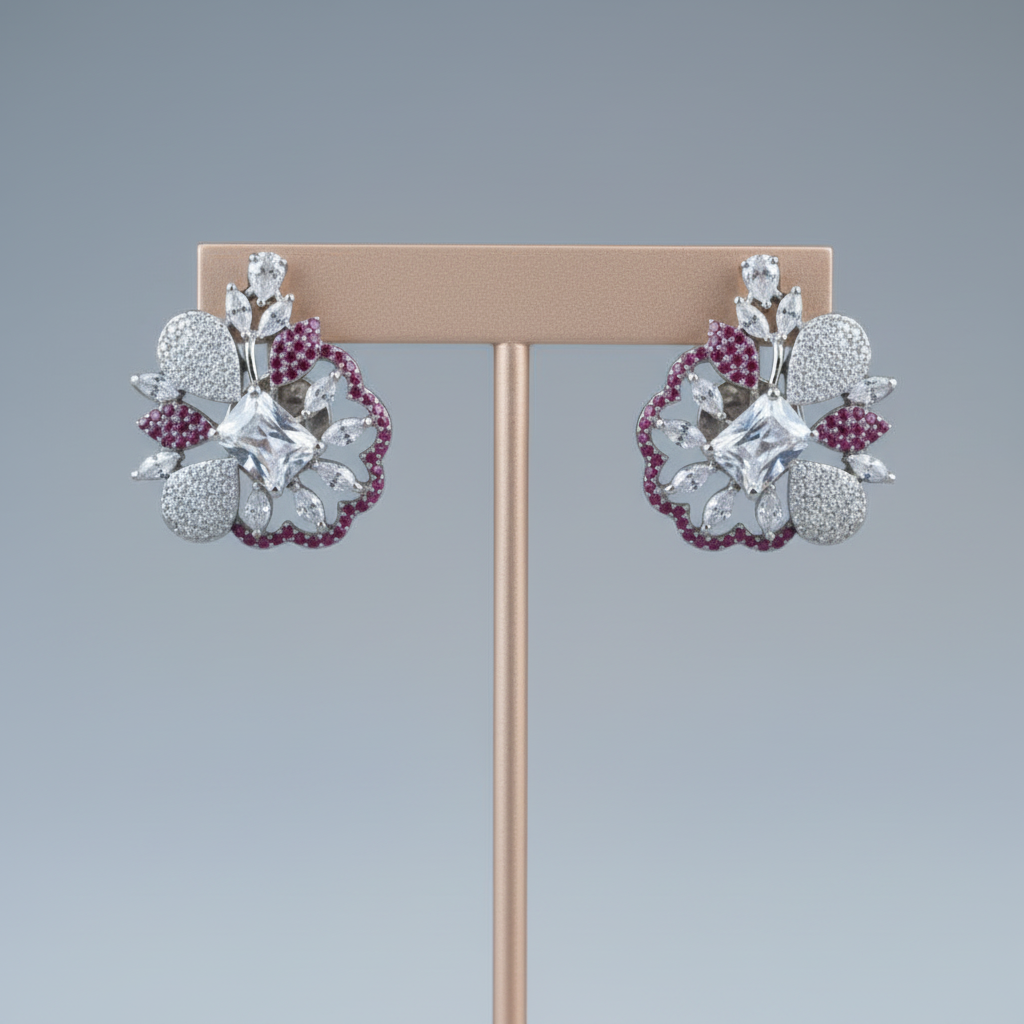 Magenta Mahadevi American Diamond Studs