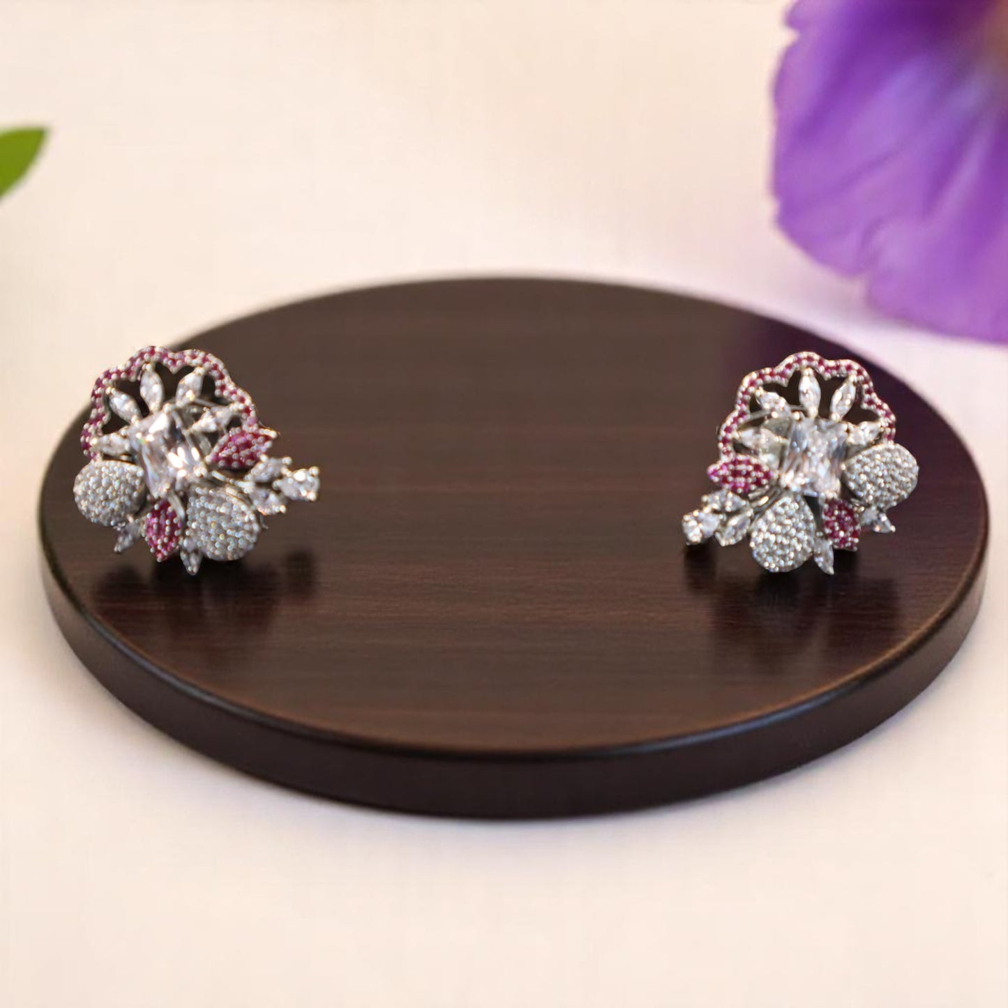 Magenta Mahadevi American Diamond Studs