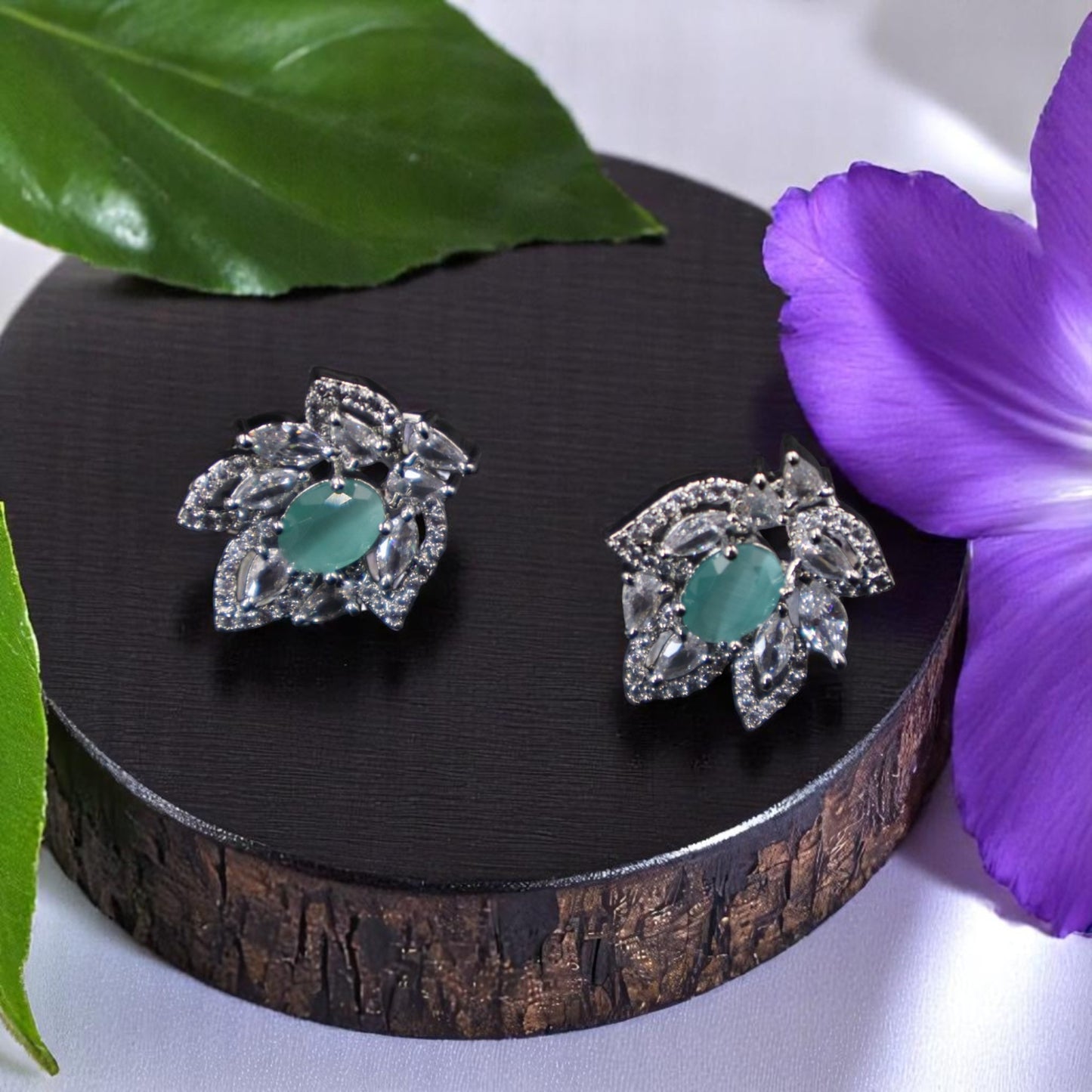 Turquoise Padmini American Diamond Studs