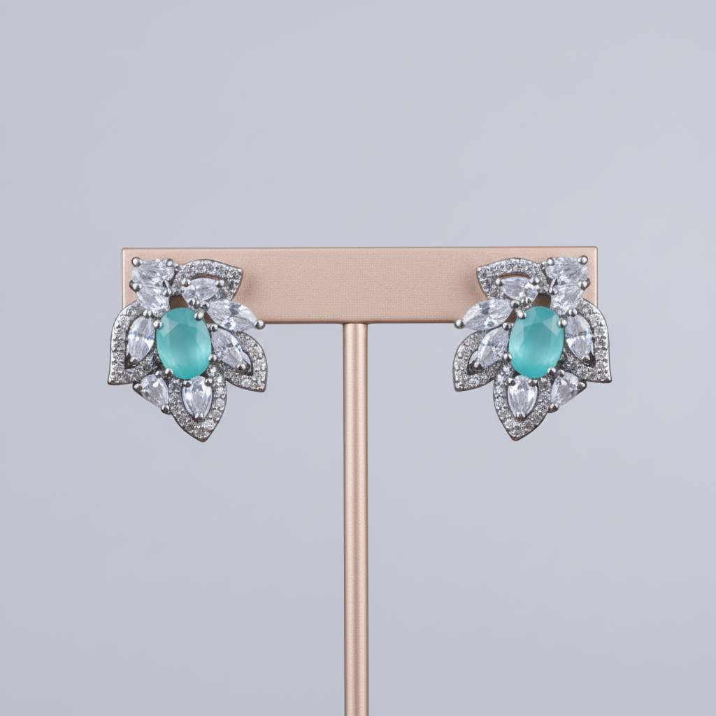 Turquoise Padmini American Diamond Studs