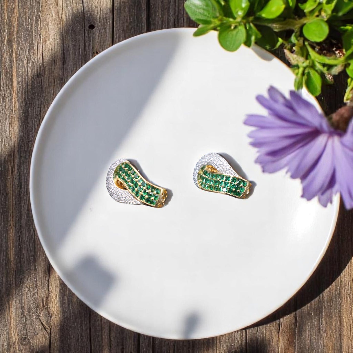 Emerald Jhanvi American Diamond Studs